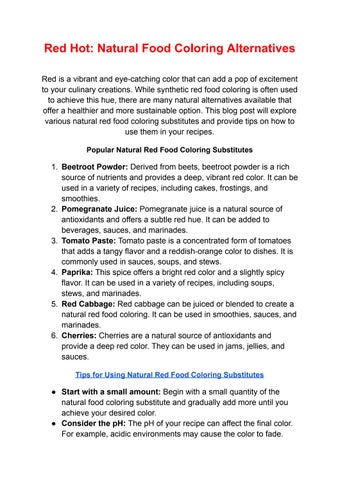 Red Hot: Natural Food Coloring Alternatives