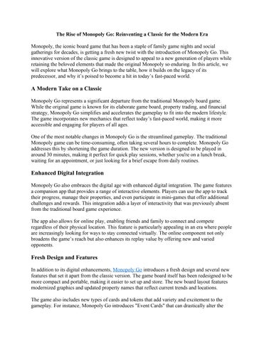 The Rise of Monopoly Go: Reinventing a Classic for the Modern Era