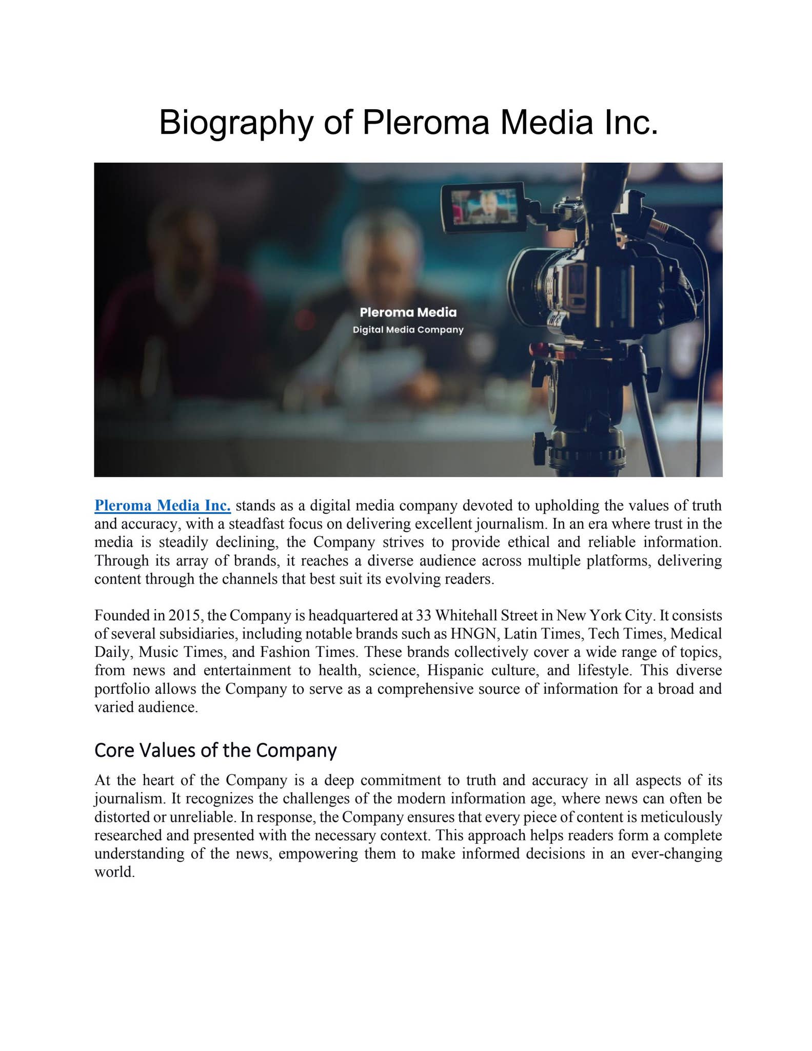 Biography of Pleroma Media Inc. by Pleroma Media - Issuu