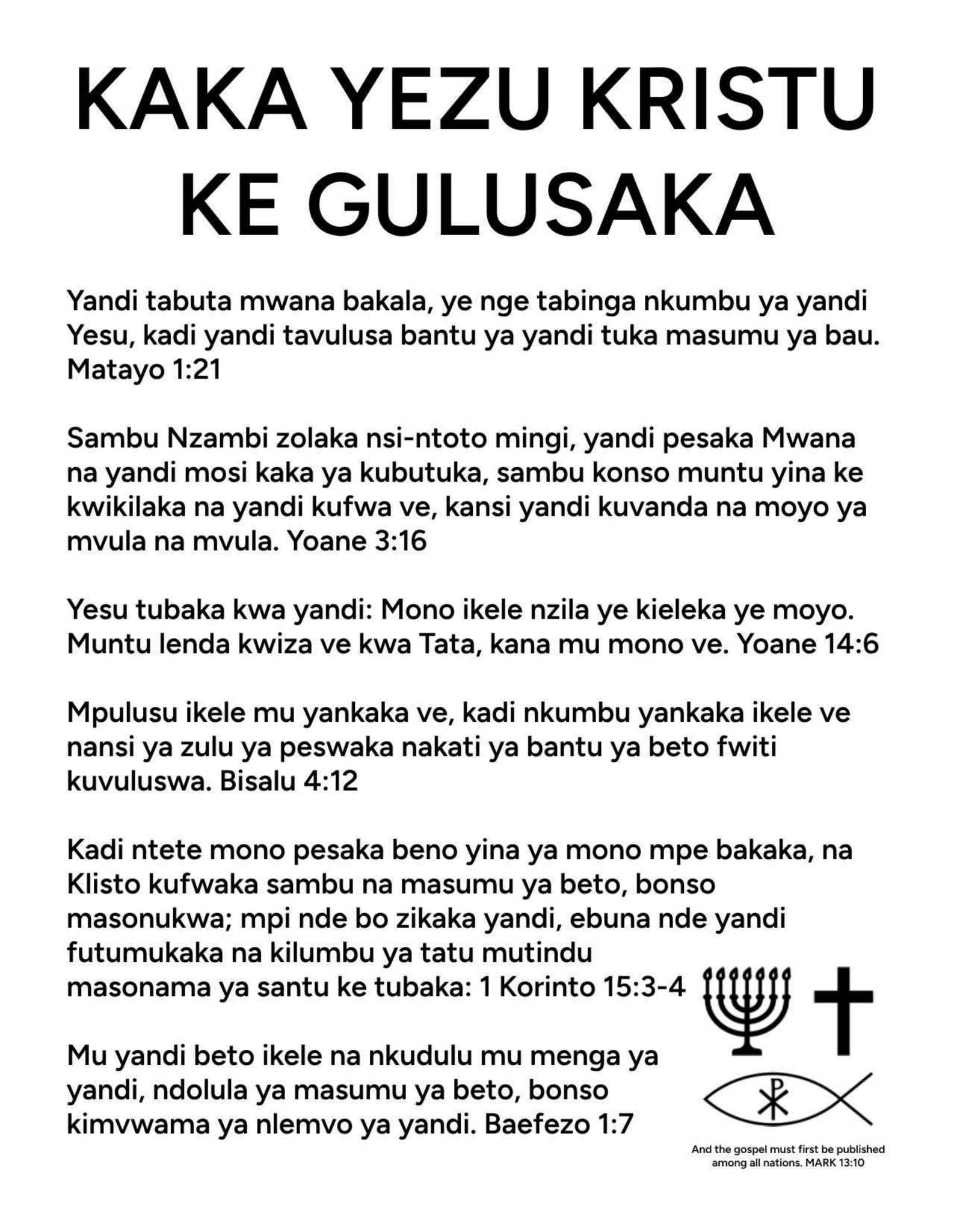 Kituba Gospel Tract - ONLY JESUS CHRIST SAVES by Filipino Tracts and ...