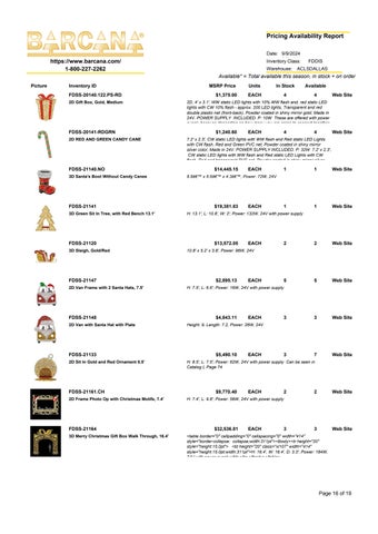 FDS Product MSRP Availability List 第 16 页