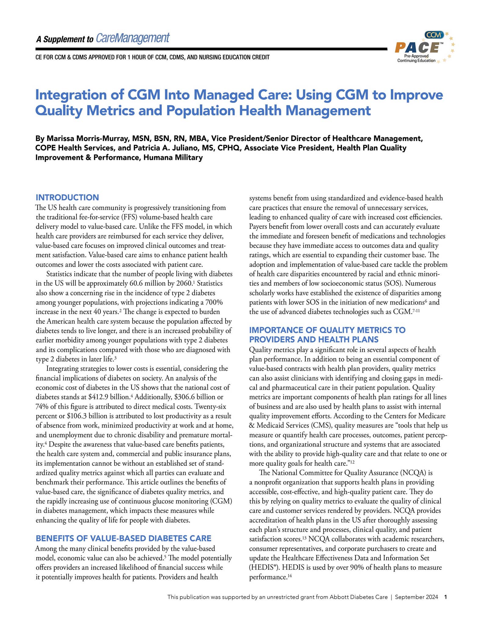 Integration of CGM Into Managed Care: Using CGM to Improve Quality ...