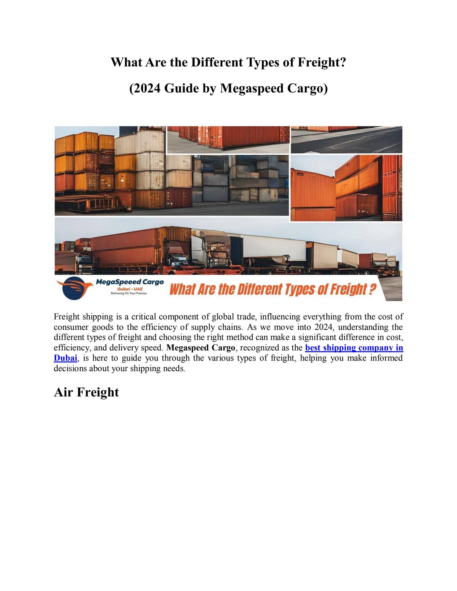 Different Types of Freight, Guide by Megaspeed Cargo by MegaSpeed Cargo ...