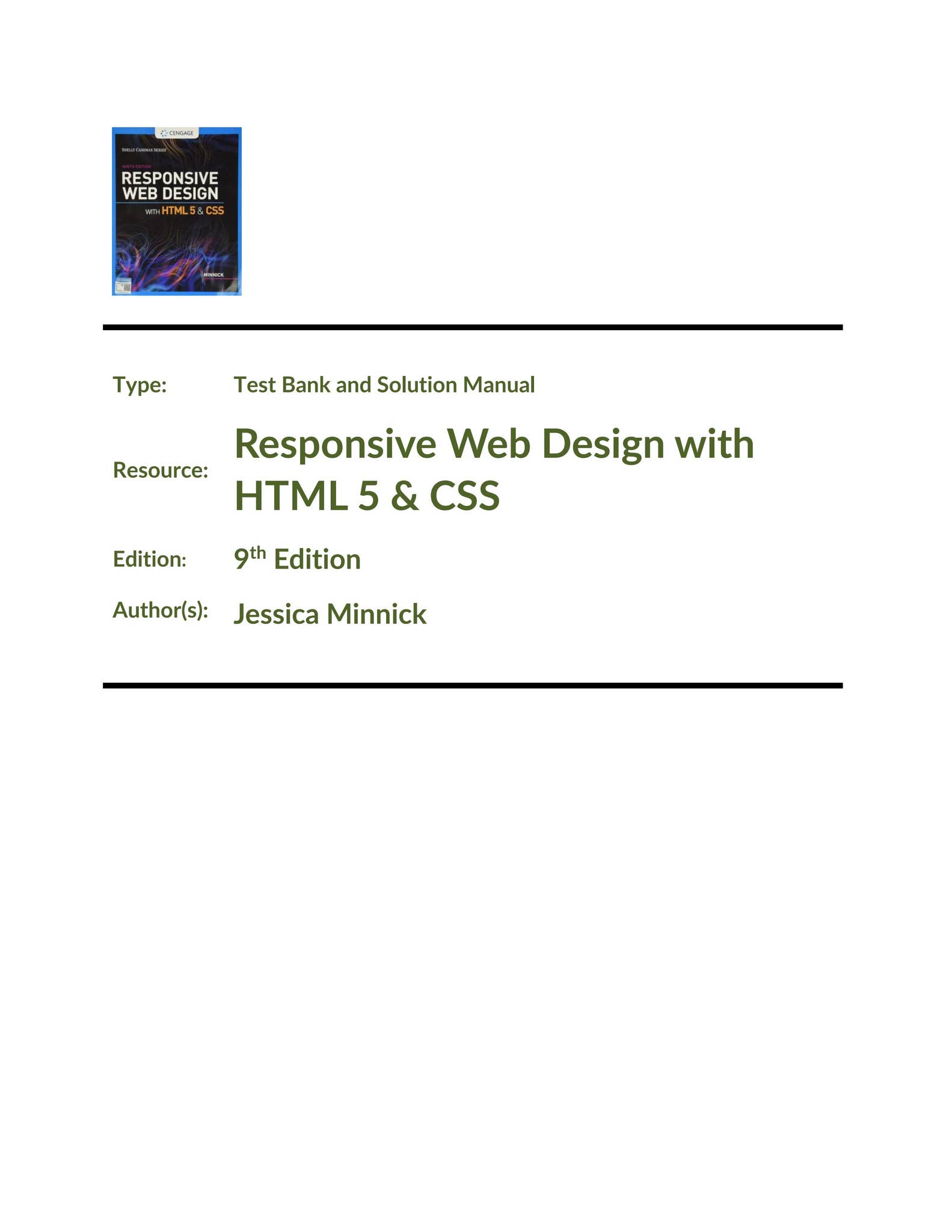 Test Bank & Solution Manual for Responsive Web Design with HTML 5 & CSS ...