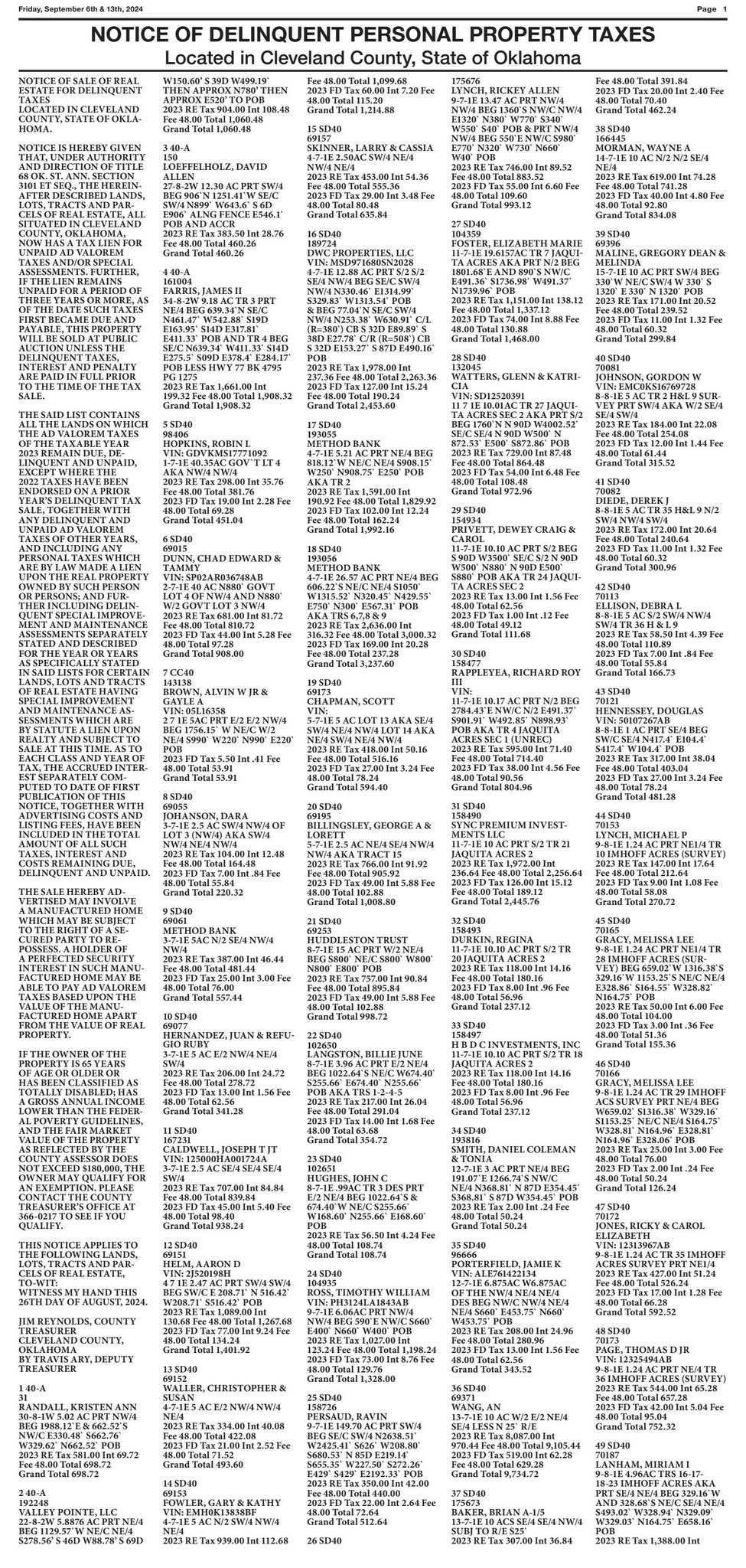 2024 Delinquent Taxes Cleveland County by ntranscript - Issuu