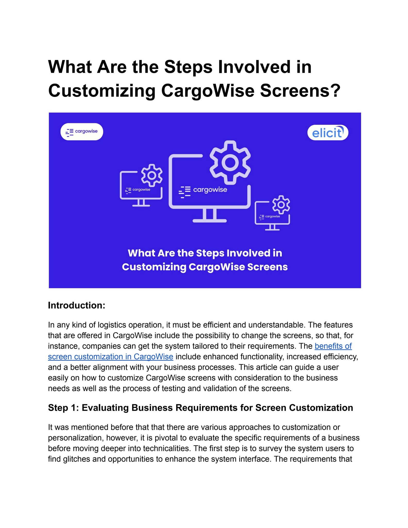 What Are the Steps Involved in Customizing CargoWise Screens by ...