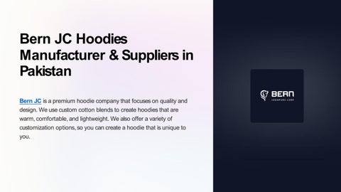 Bern JC Hoodies Manufacturers & Suppliers in Pakistan