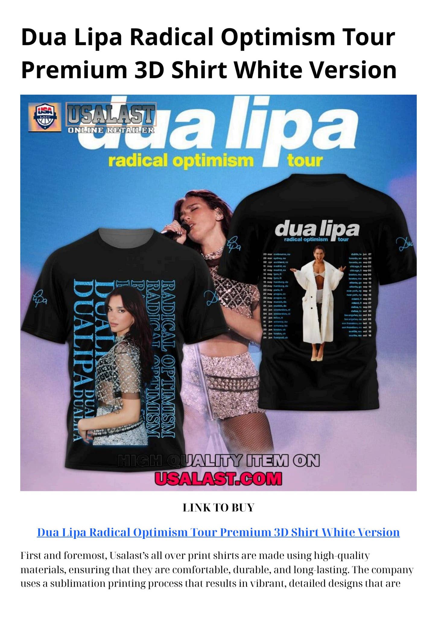 Dua Lipa デュア・リパ 2024 ツアーTシャツ ホワイト M s-l400.jpg