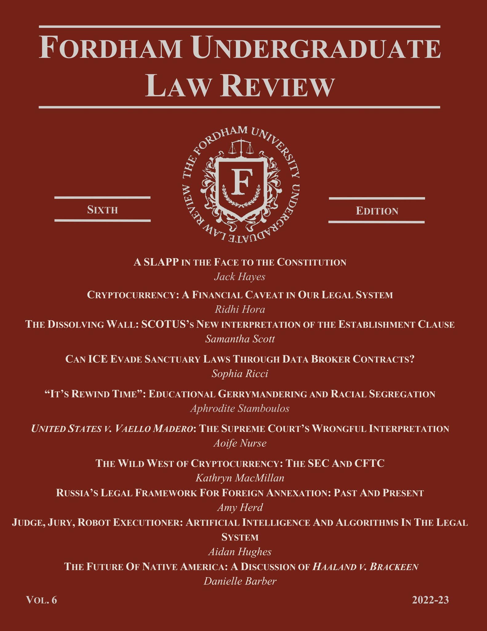 Volume 6 by Fordham Undergraduate Law Review - Issuu