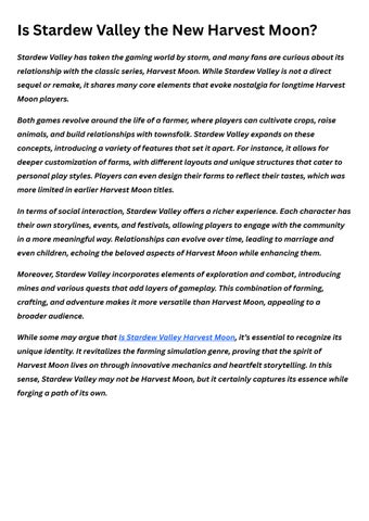 Is Stardew Valley the New Harvest Moon?