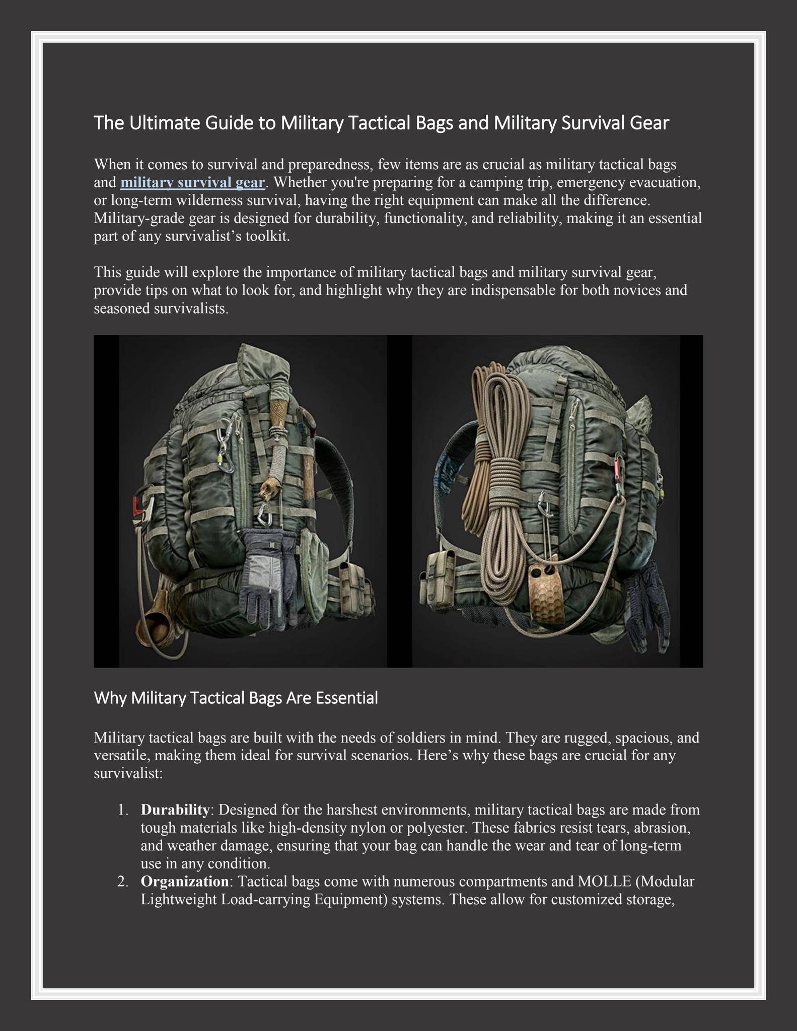 The Ultimate Guide to Military Tactical Bags and Military Survival Gear by  squatch survival gear - Issuu