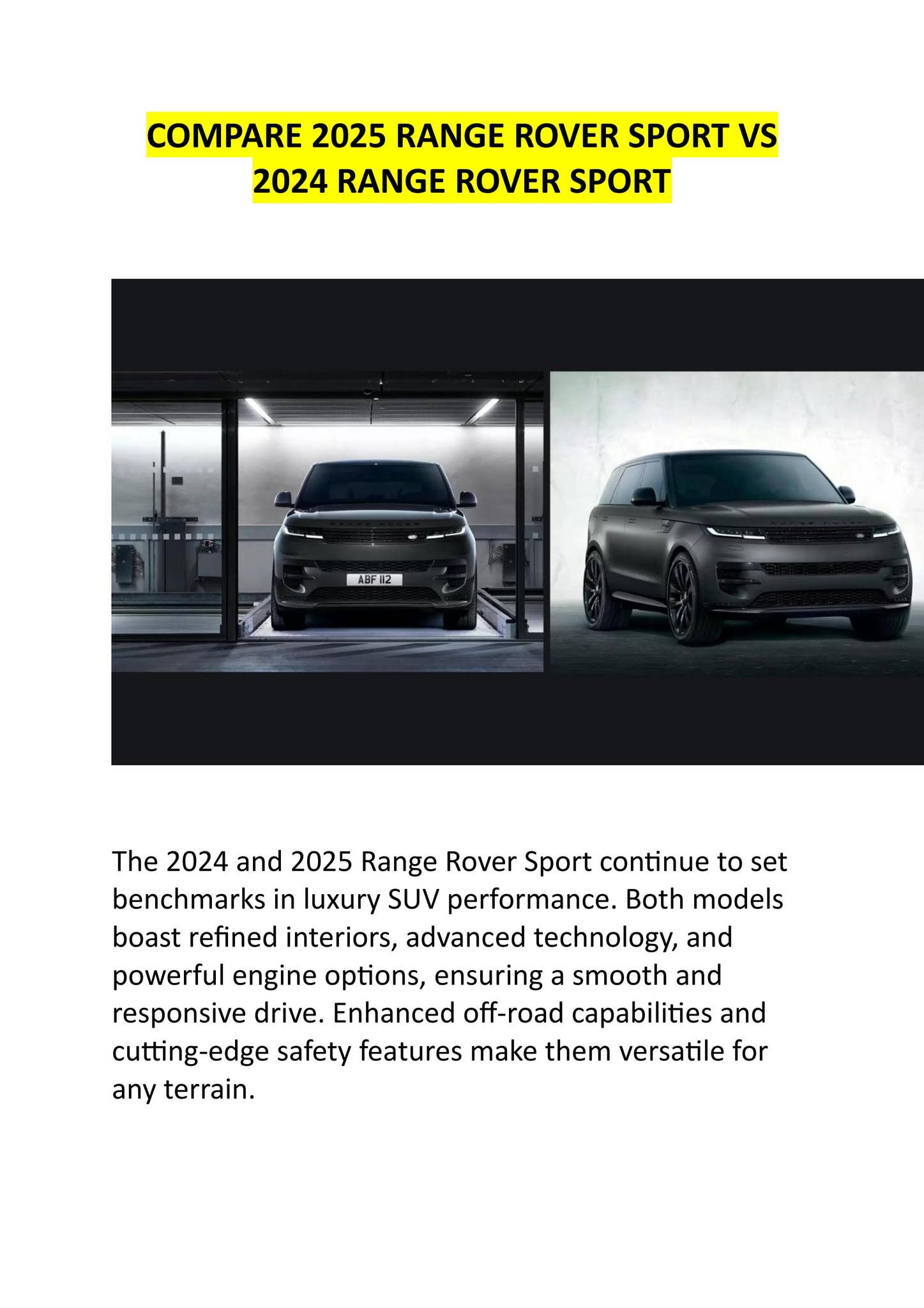 Land Rover Competitors COMPARE 2025 RANGE ROVER SPORT VS 2024 RANGE ROVER SPORT by Land Rover ...
