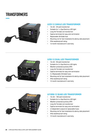 Spa Electrics 灯饰 Replacement 指南 2024 第 20 页