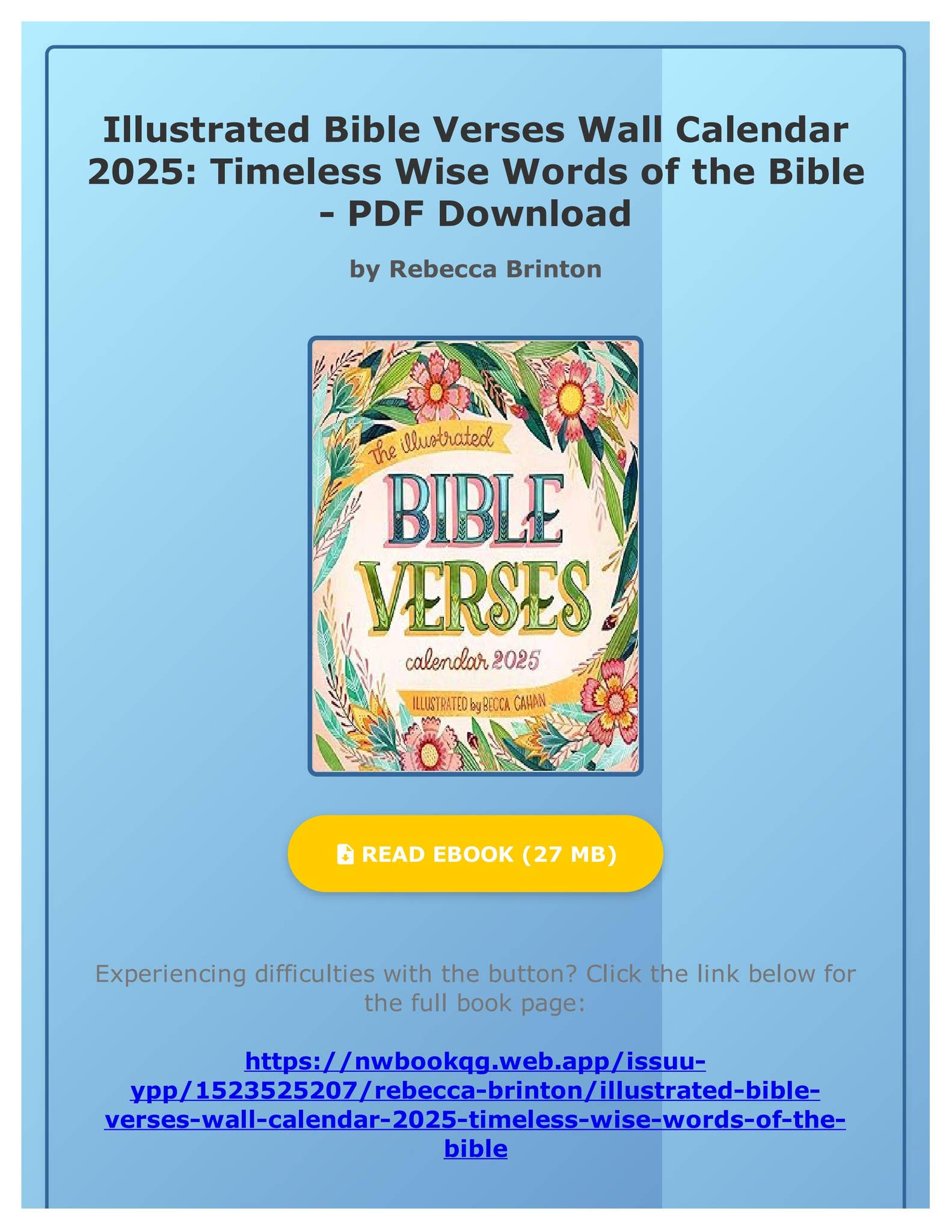 PDF Illustrated Bible Verses Wall Calendar 2025 Timeless Wise Words of