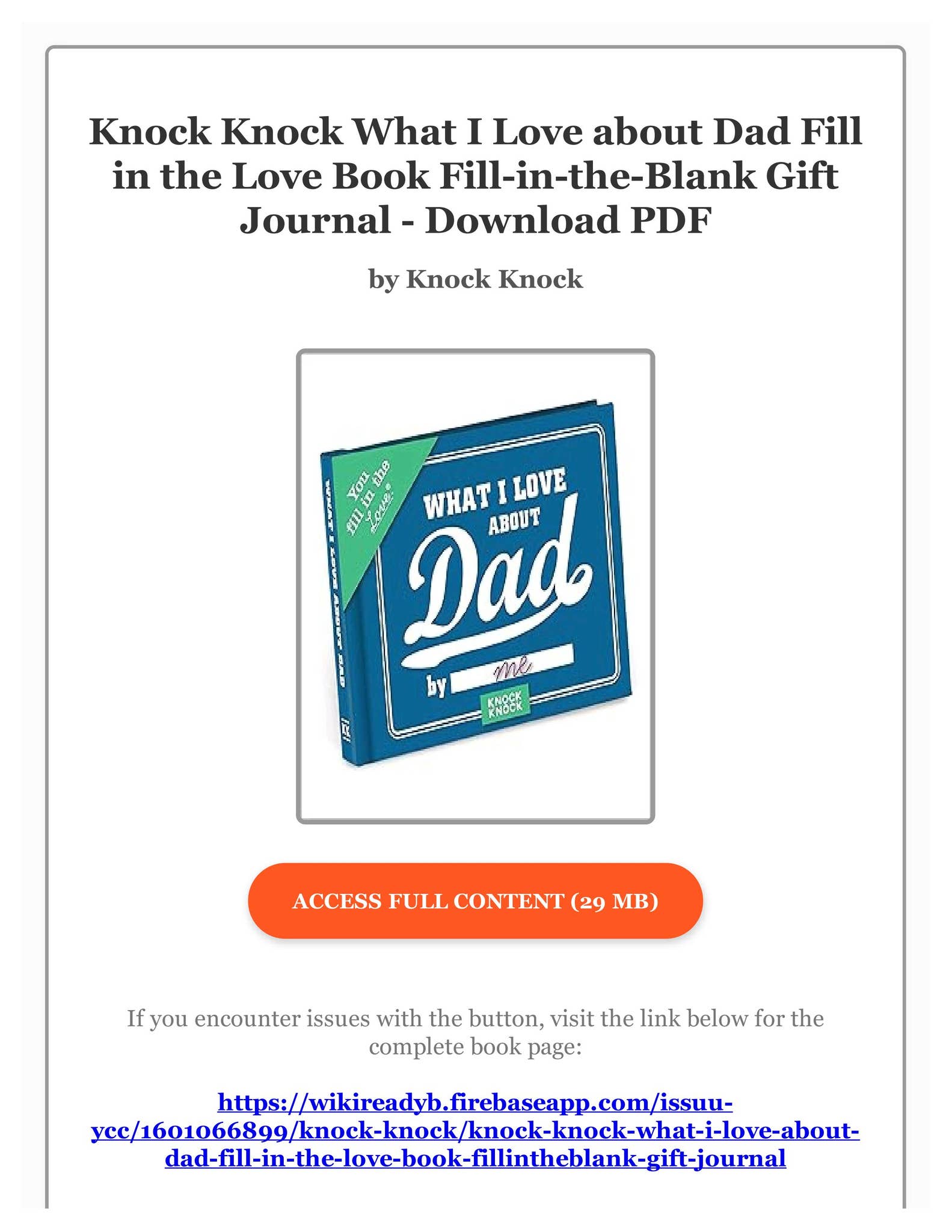 Ebook Knock Knock What I Love about Dad Fill in