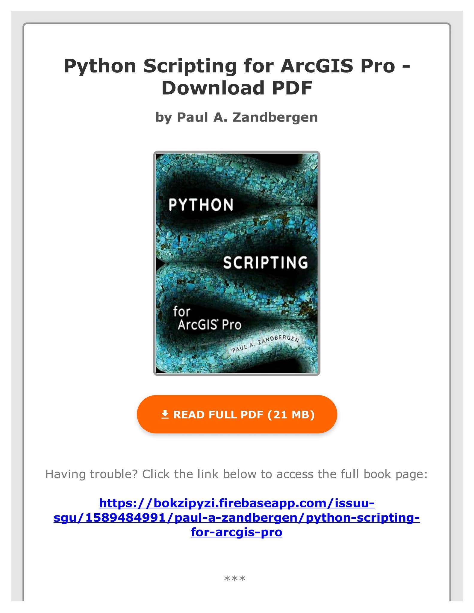  pdf pdf python scripting for arcgis pro by paul a zandbergen by