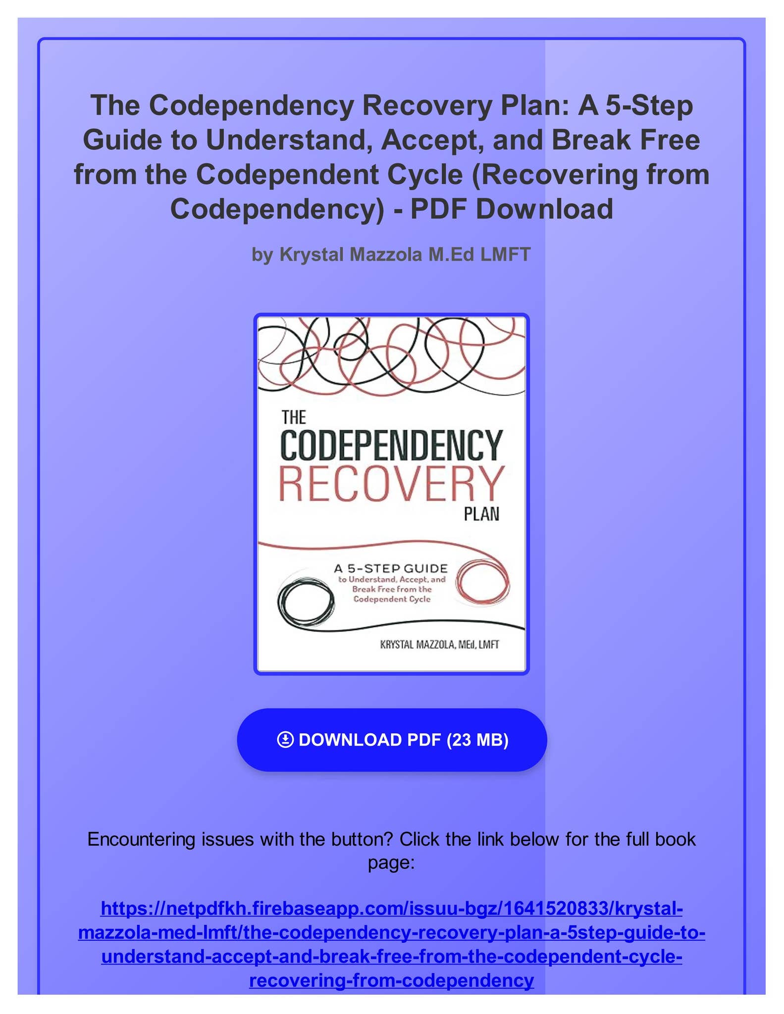 (PDF) eBOOK The Codependency Recovery Plan: A 5-Step Guide to ...