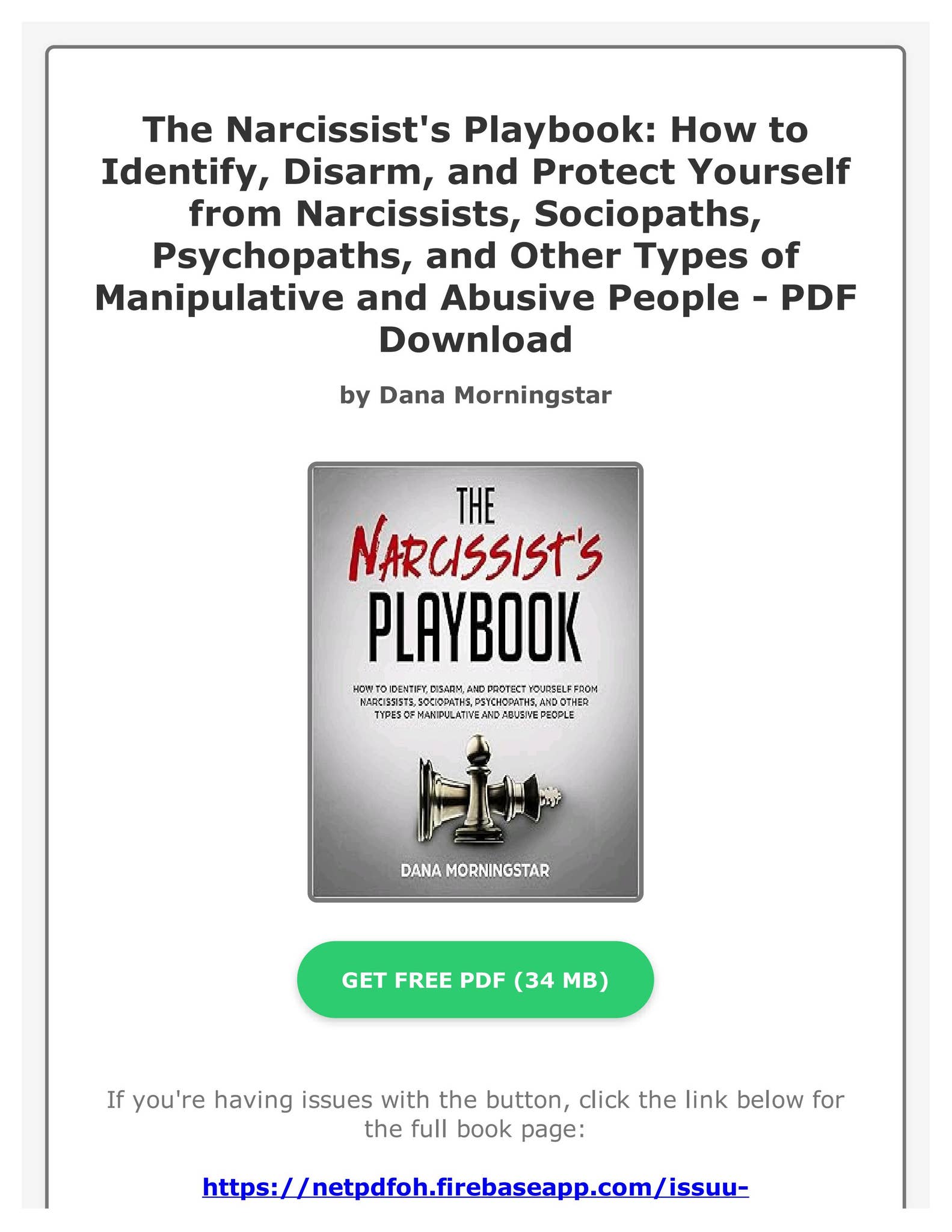 PDF The Narcissist's Playbook: How to Identify, Disarm, and Protect ...