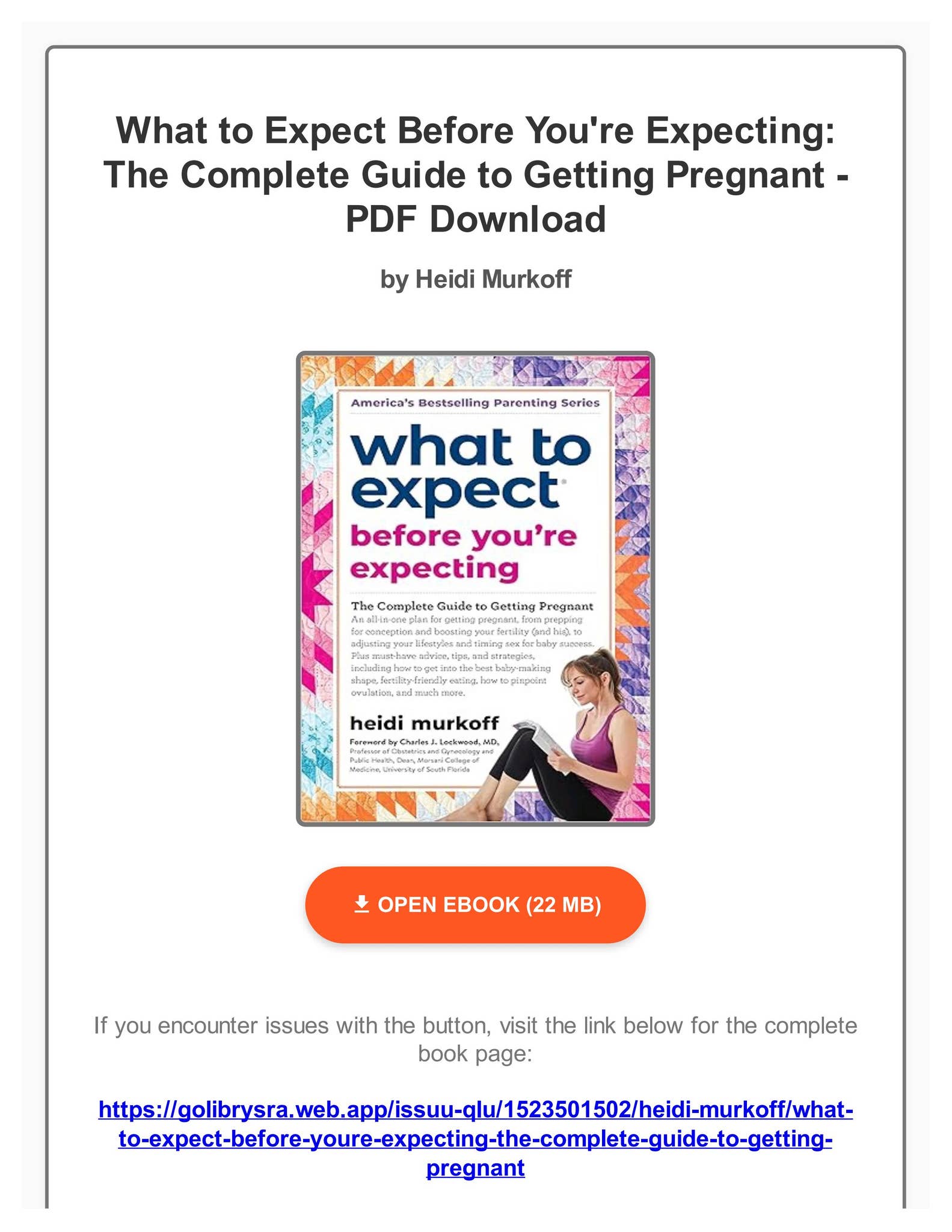 PDF eBOOK What to Expect Before You're Expecting: The Complete Guide to - What To Expect Before You're Expecting Read Online Free
