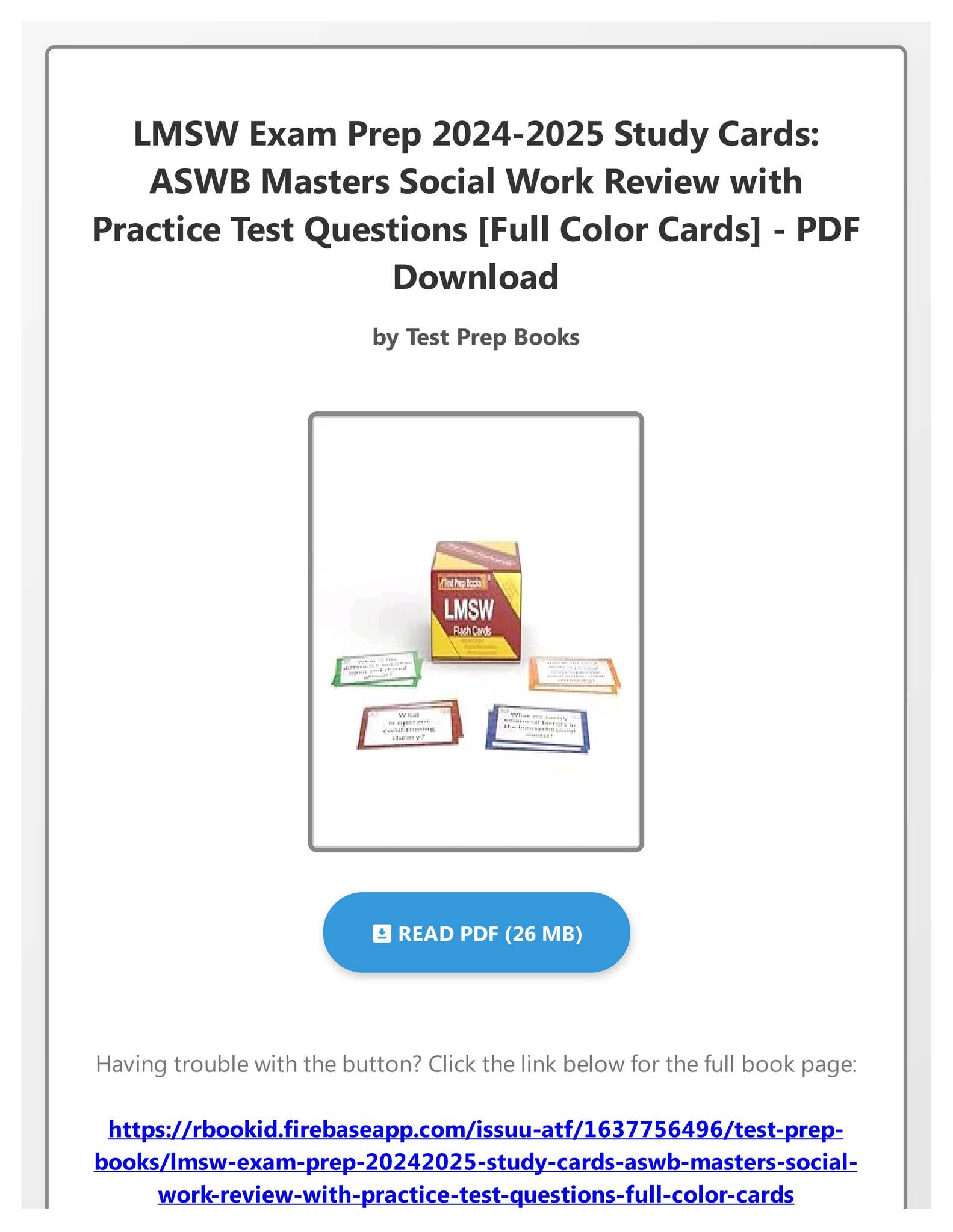 PDF Free LMSW Exam Prep 2024-2025 Study Cards: ASWB Masters Social Work ...