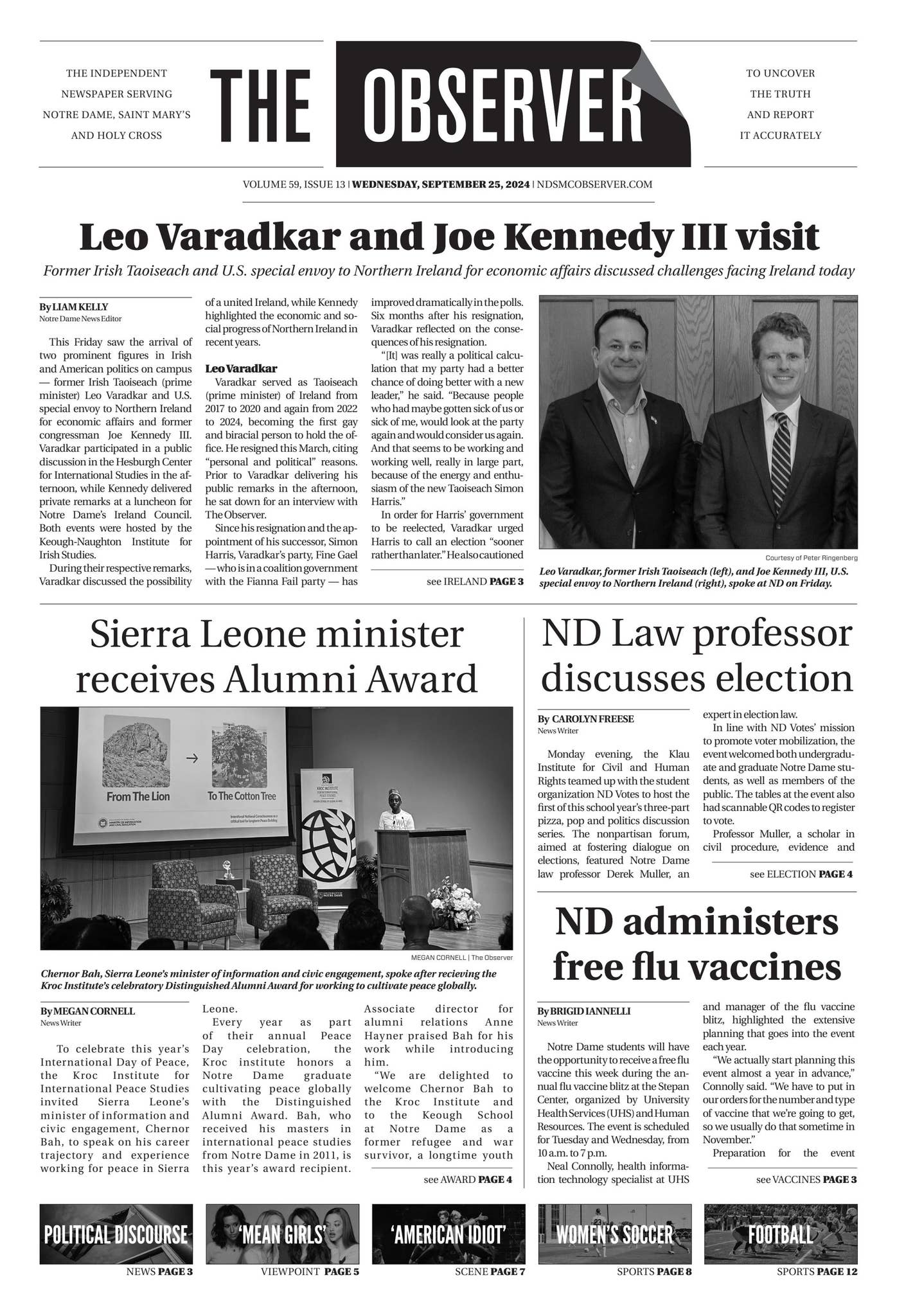 September Observer Print Edition for The Observer for Wednesday, September 25, 2024 by The ...