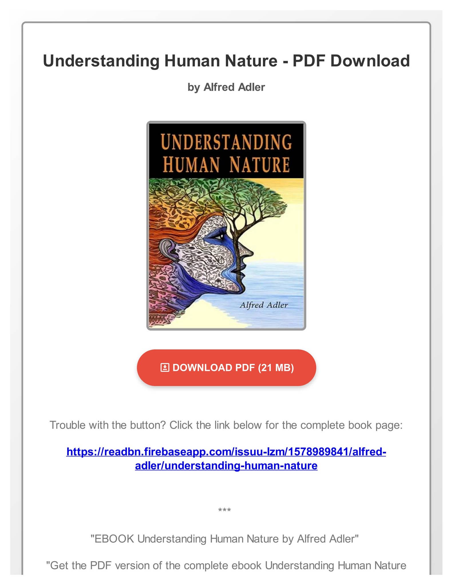 EBOOK Understanding Human Nature by Alfred Adler by