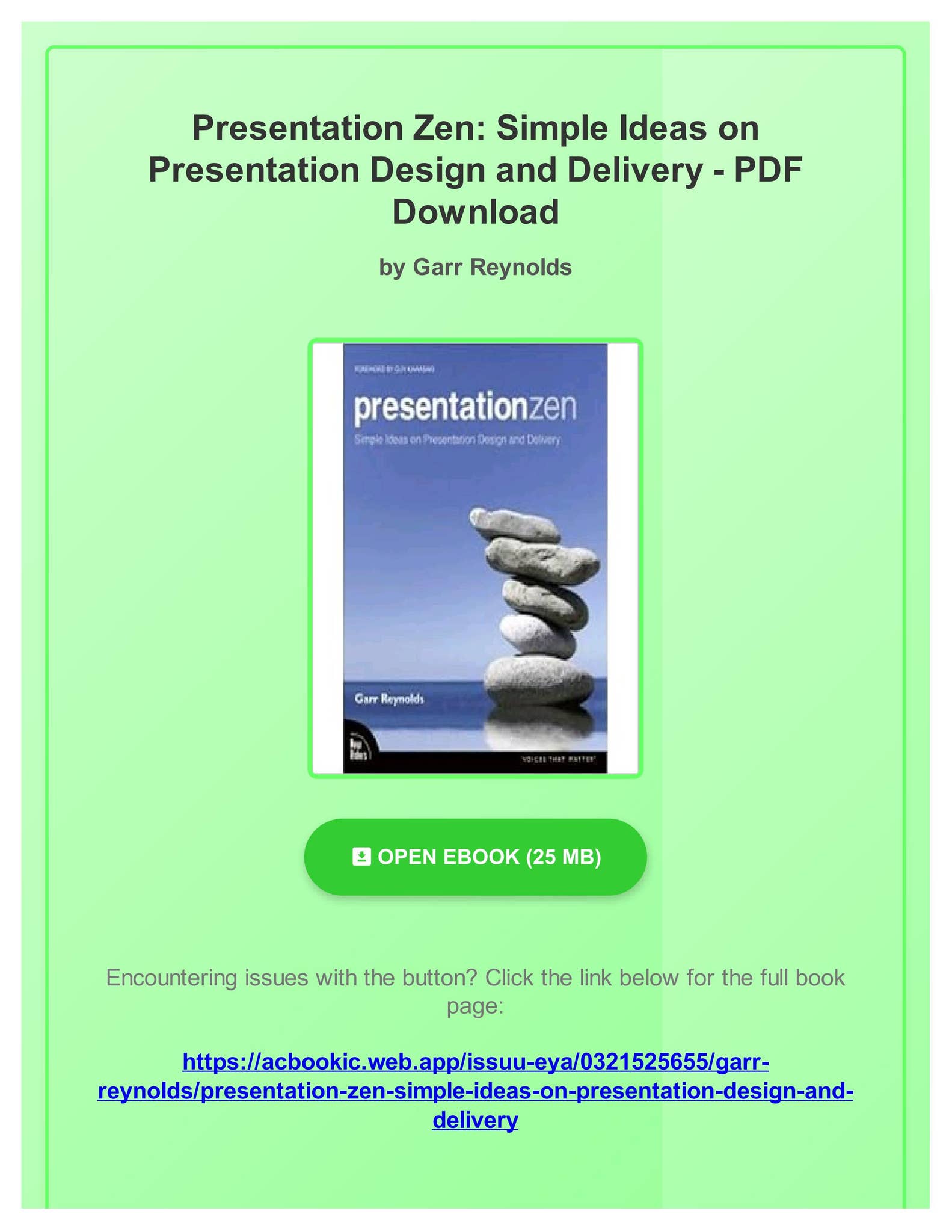 EBOOK PDF Presentation Zen: Simple Ideas on Presentation Design and ...