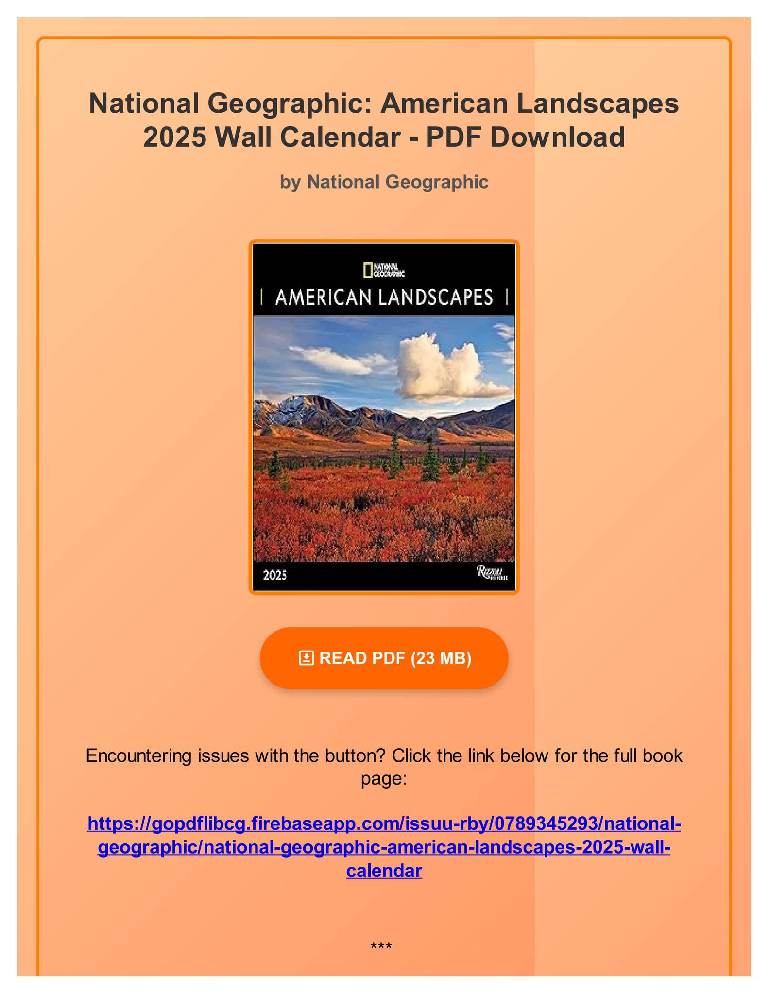 Ebook National Geographic American Landscapes 2025 Wall Calendar by