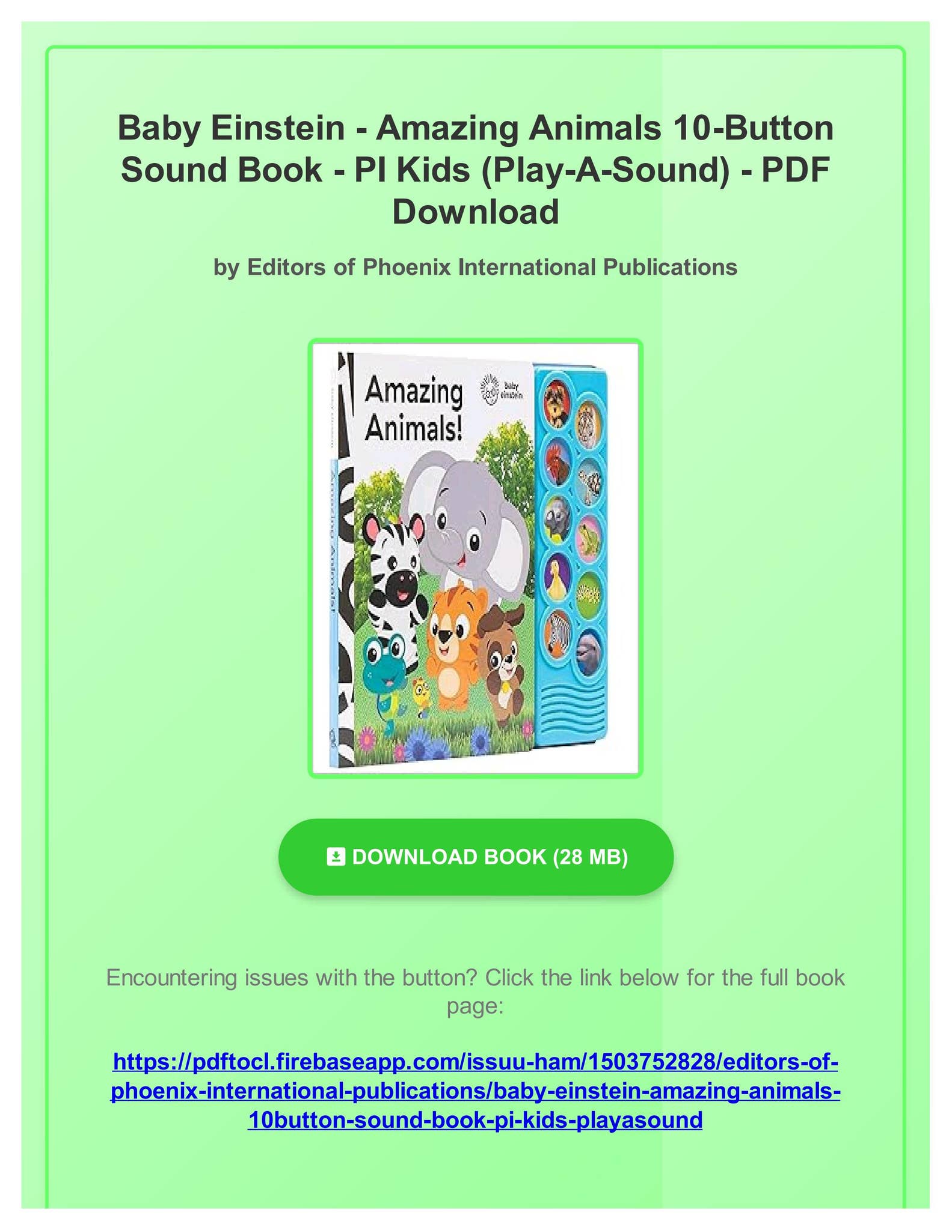 Ebook Free Baby Einstein - Amazing Animals 10-Button Sound Book - PI ...