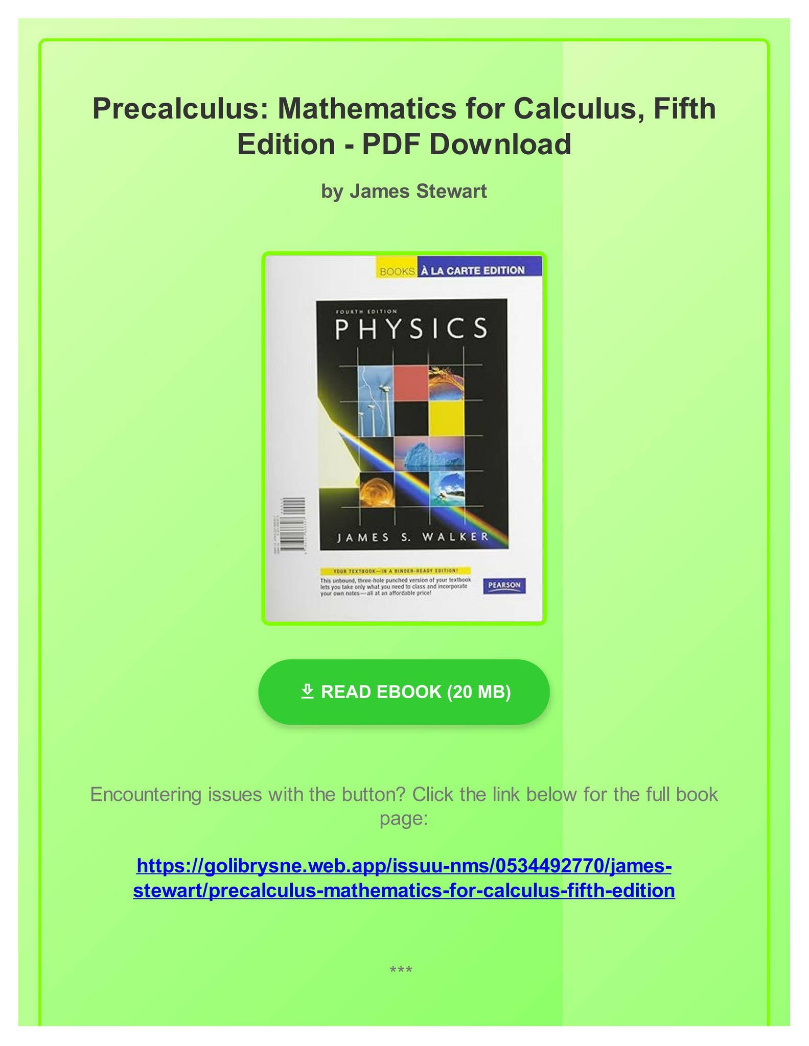 Pdf download precalculus mathematics for calculus fifth edition by