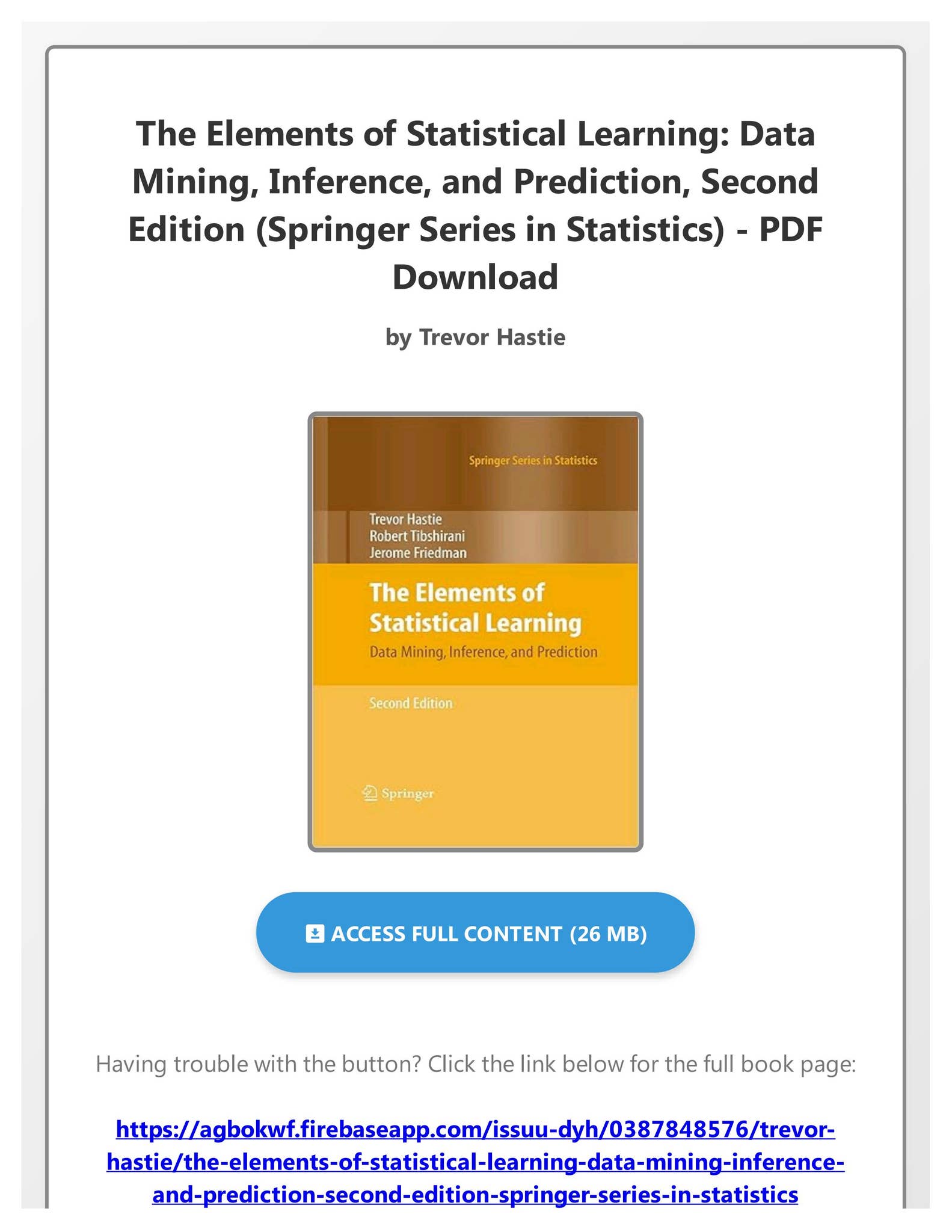 (PDF Download) The Elements of Statistical Learning: Data Mining ...