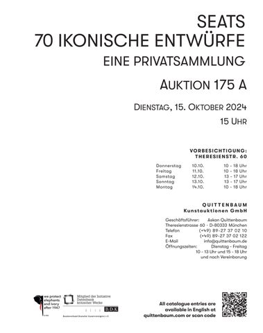 Quittenbaum Kunstauktionen GmbH 灯饰目录 · 175A | SEATS. 70 IKONISCHE ENTWÜRFE. EINE PRIVATSAMMLUNG | Quittenbaum Kunstauktionen München 第 3 页