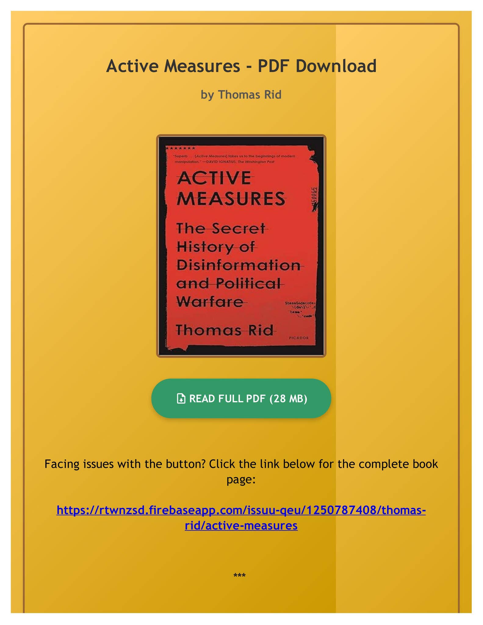 PDF Free Active Measures by Thomas Rid by CaraVolkmanrx - Issuu