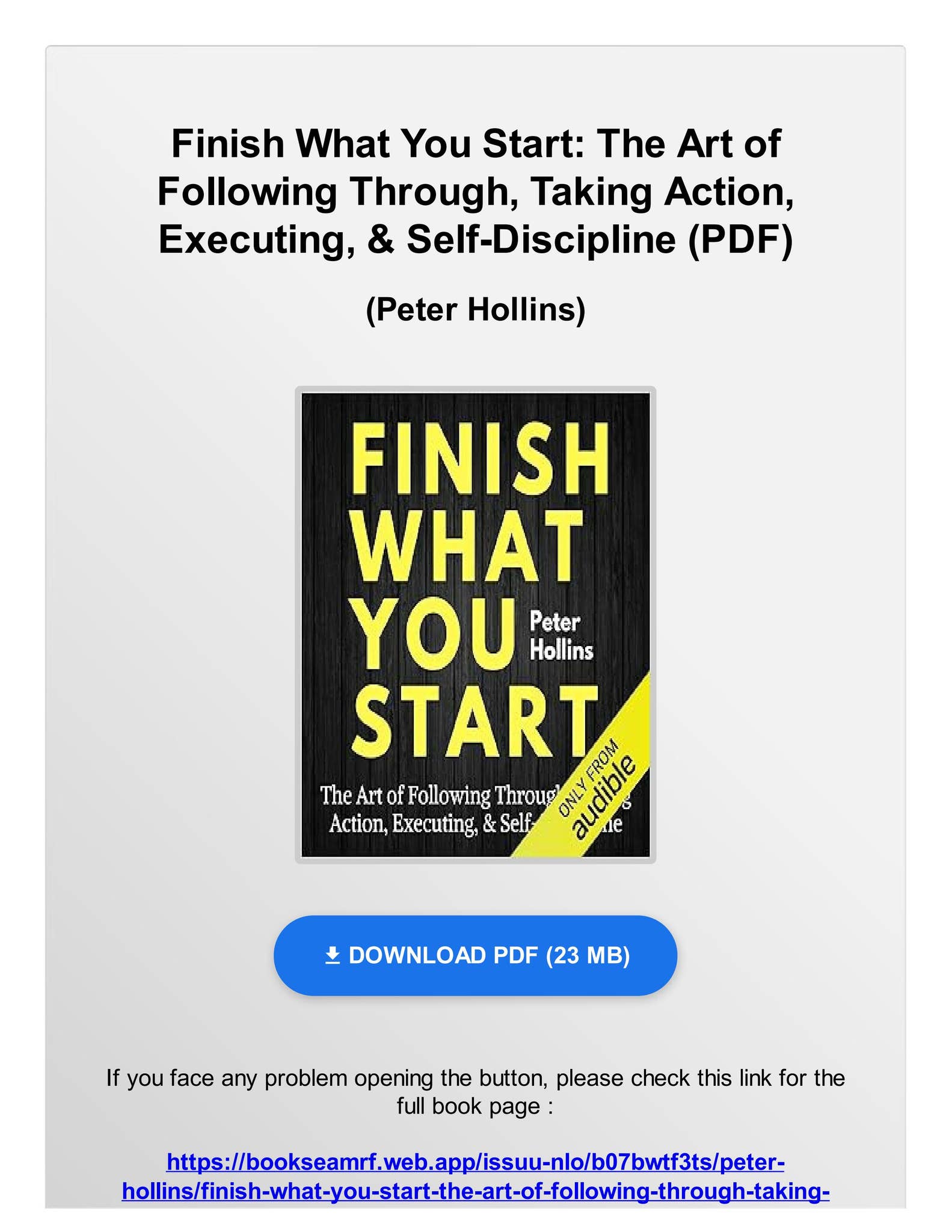 Free PDF Finish What You Start: The Art of Following Through, Taking ...