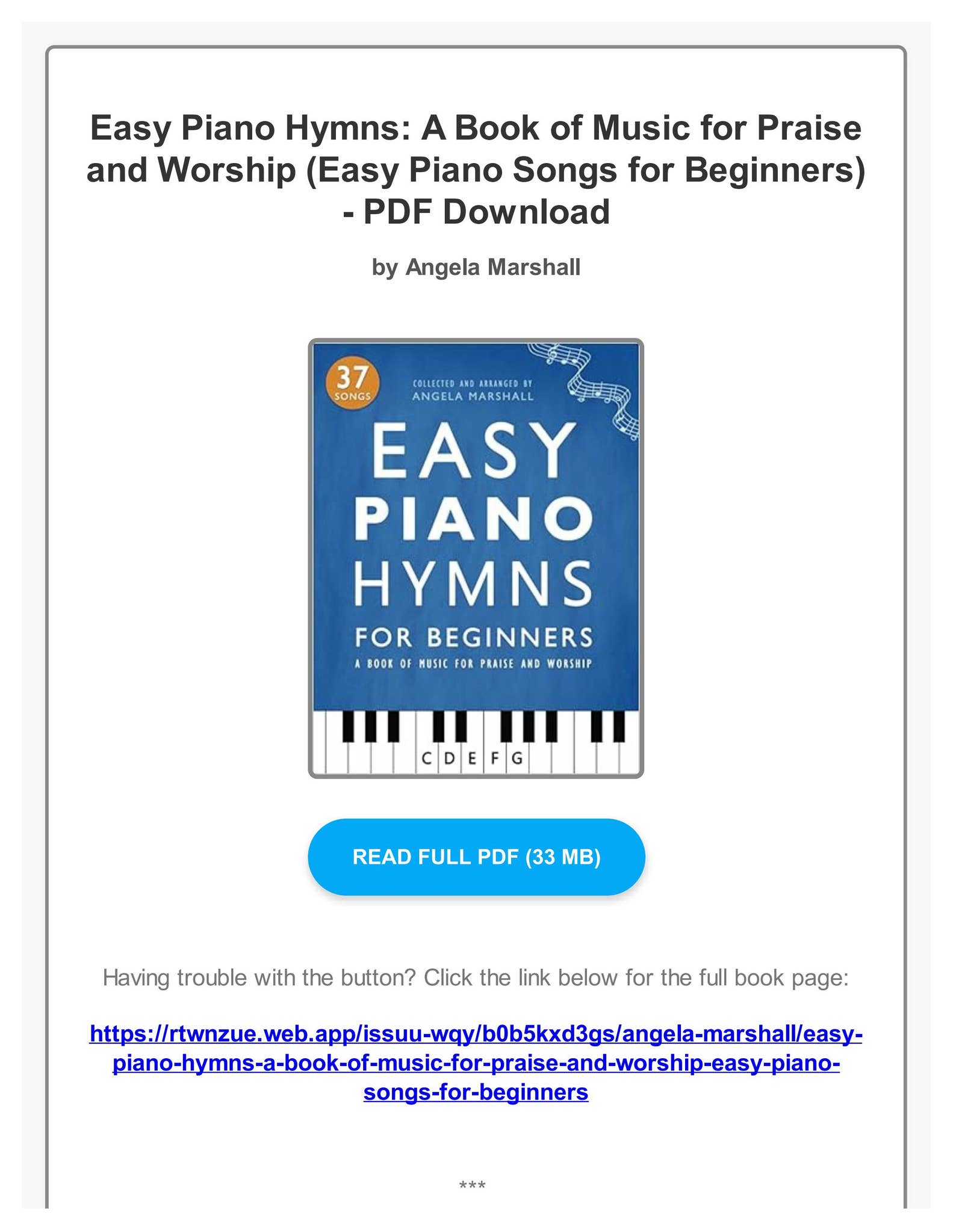 Ebook Free Easy Piano Hymns: A Book of Music for Praise and Worship ...