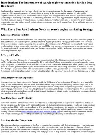 Why Every San Jose Business Needs an search engine optimization Strategy