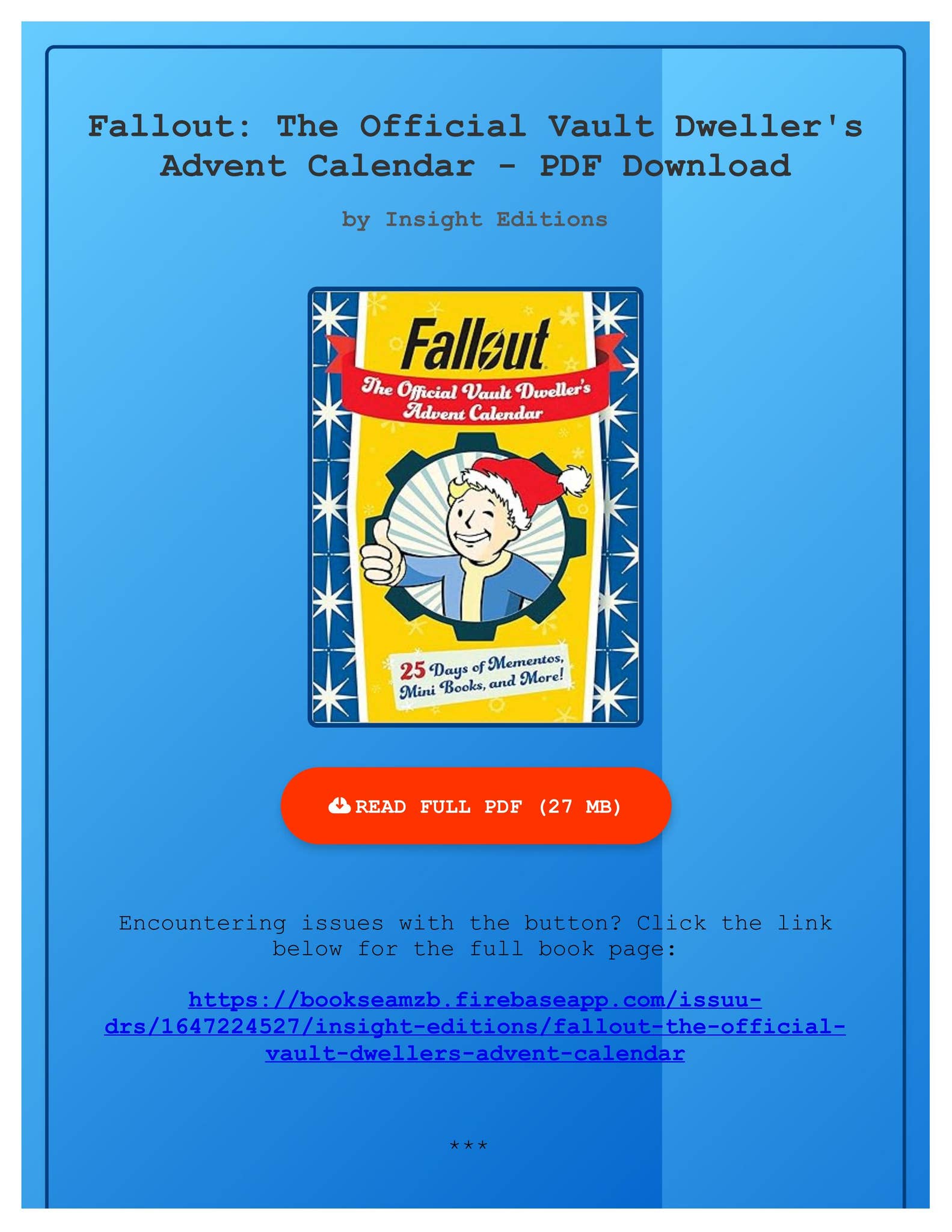 PDF FREE Fallout The Official Vault Dweller's Advent Calendar by