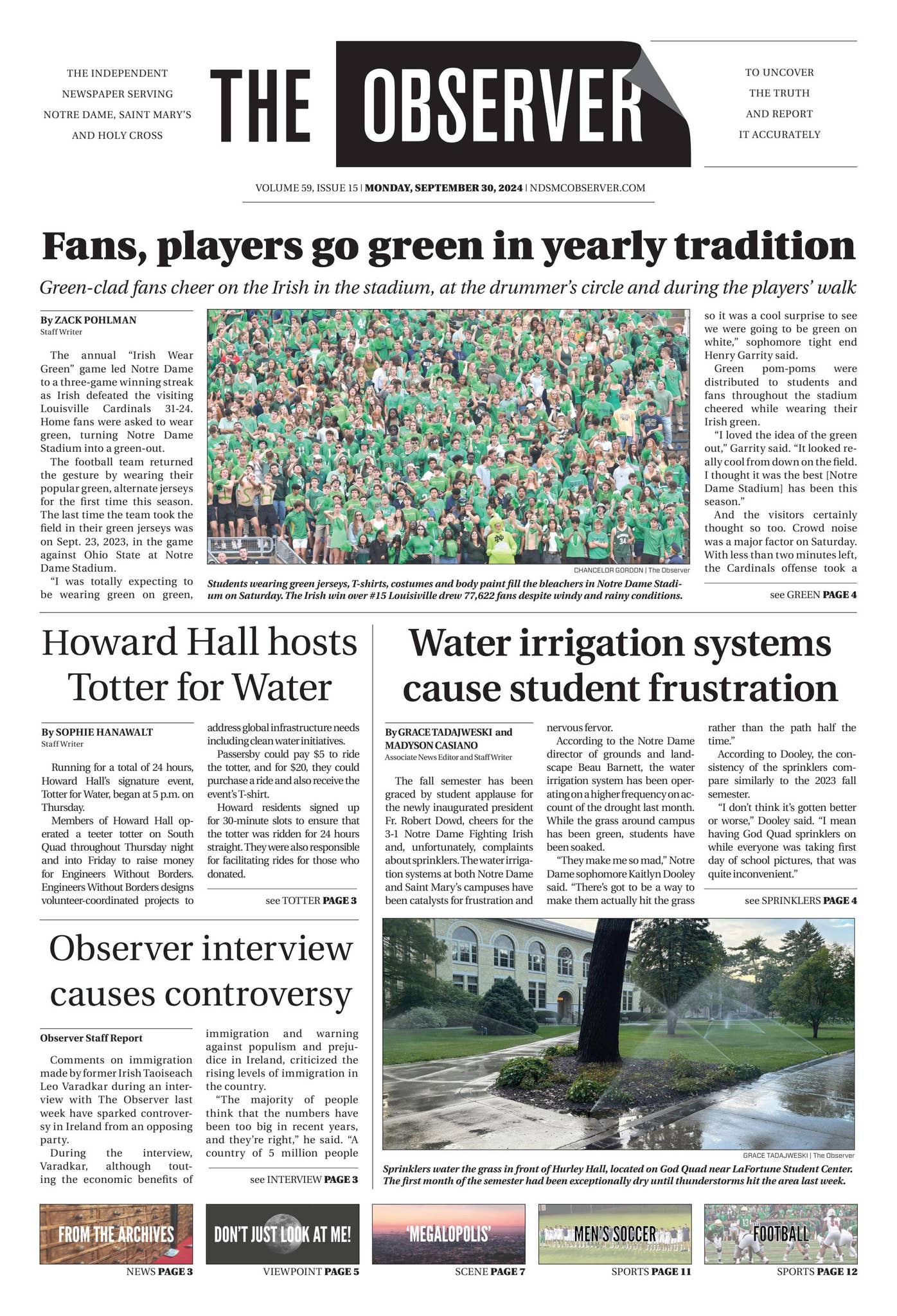 September Observer Print Edition for The Observer for Monday, September 30, 2024 by The ...