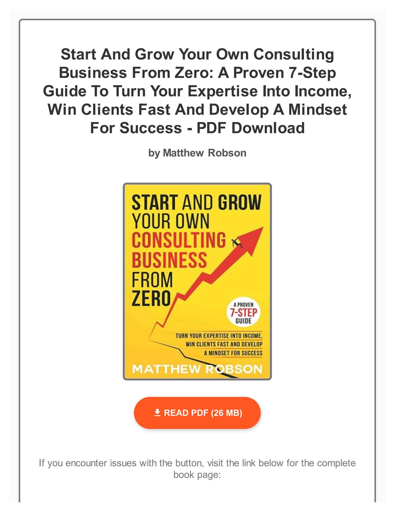 Epub Start And Grow Your Own Consulting Business From Zero: A Proven 7 ...