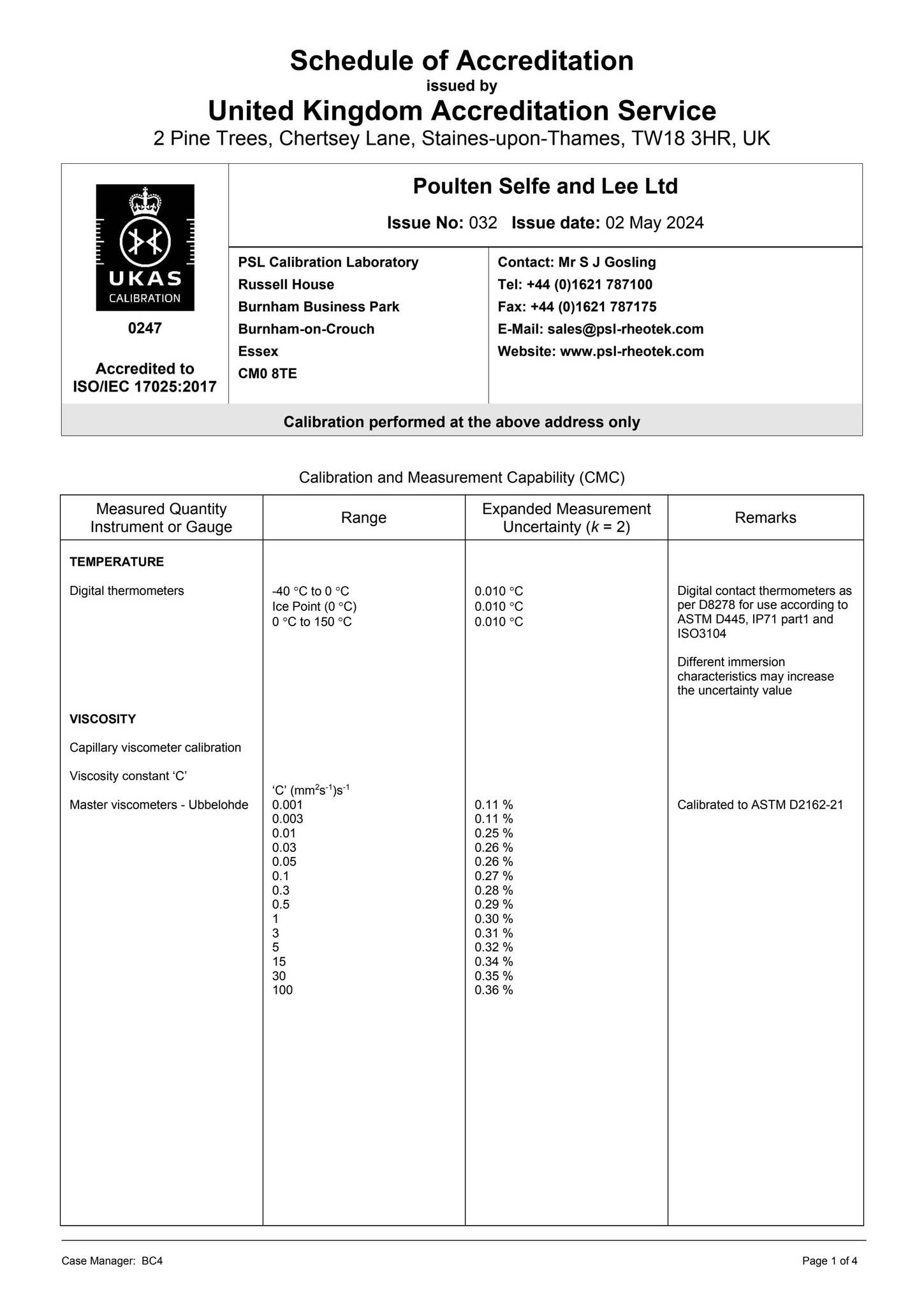 UKAS Certificate of Accreditation, Lab. No. 0247 by Sophie Gosling - Issuu