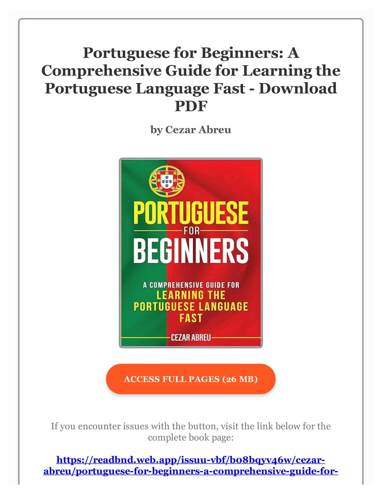 Free Pdf) Portuguese for Beginners: A Comprehensive Guide