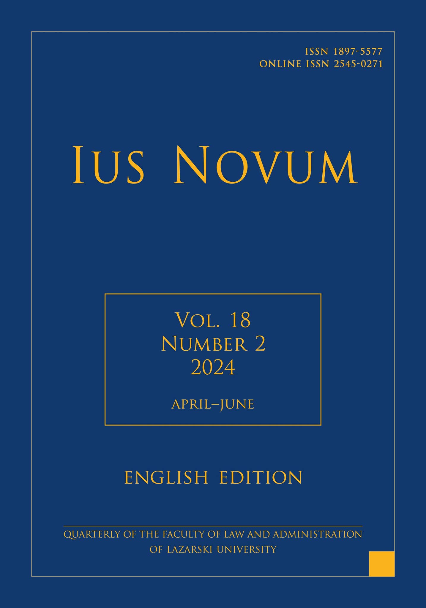 Ius Novum 2/2024 by Publishing House of the Lazarski University - Issuu