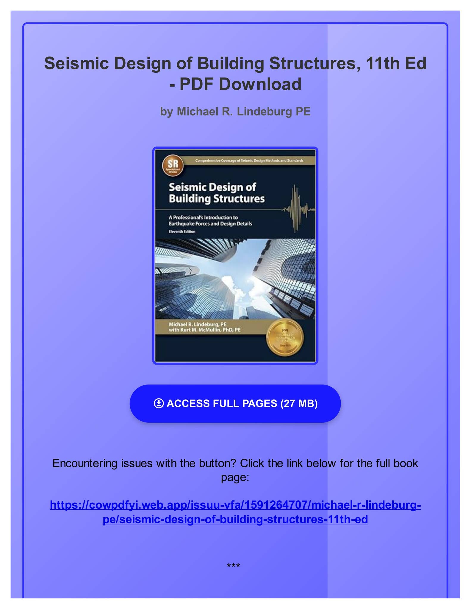 (Free Pdf) Seismic Design of Building Structures, 11th Ed by Michael R ...