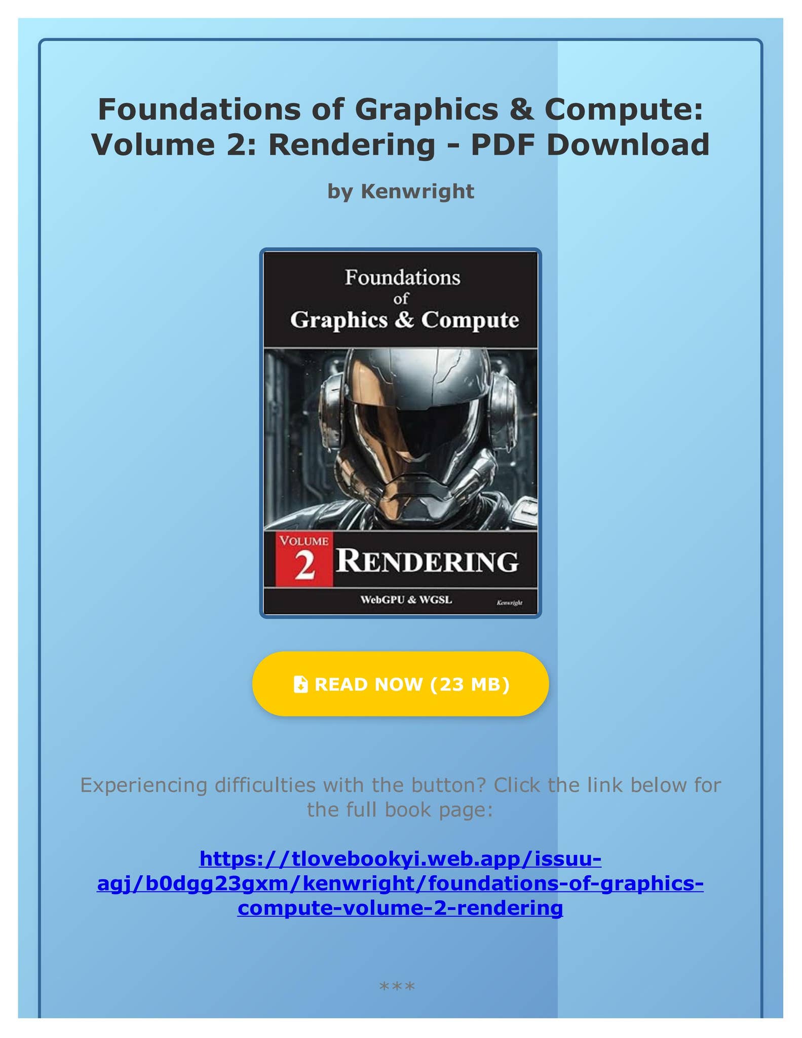 EBOOK Foundations of Graphics & Compute: Volume 2: Rendering by ...