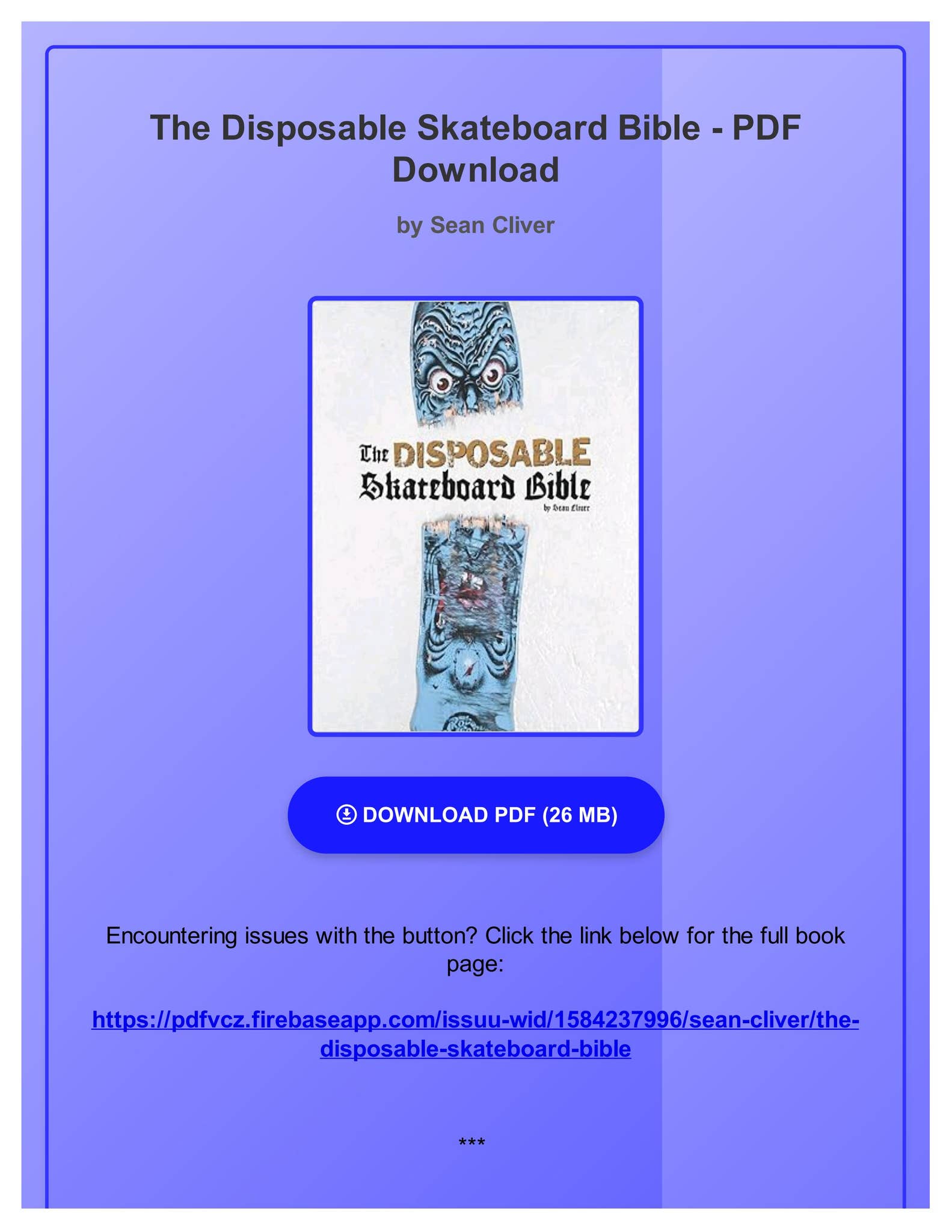 EBOOK The Disposable Skateboard Bible by Sean Cliver by
