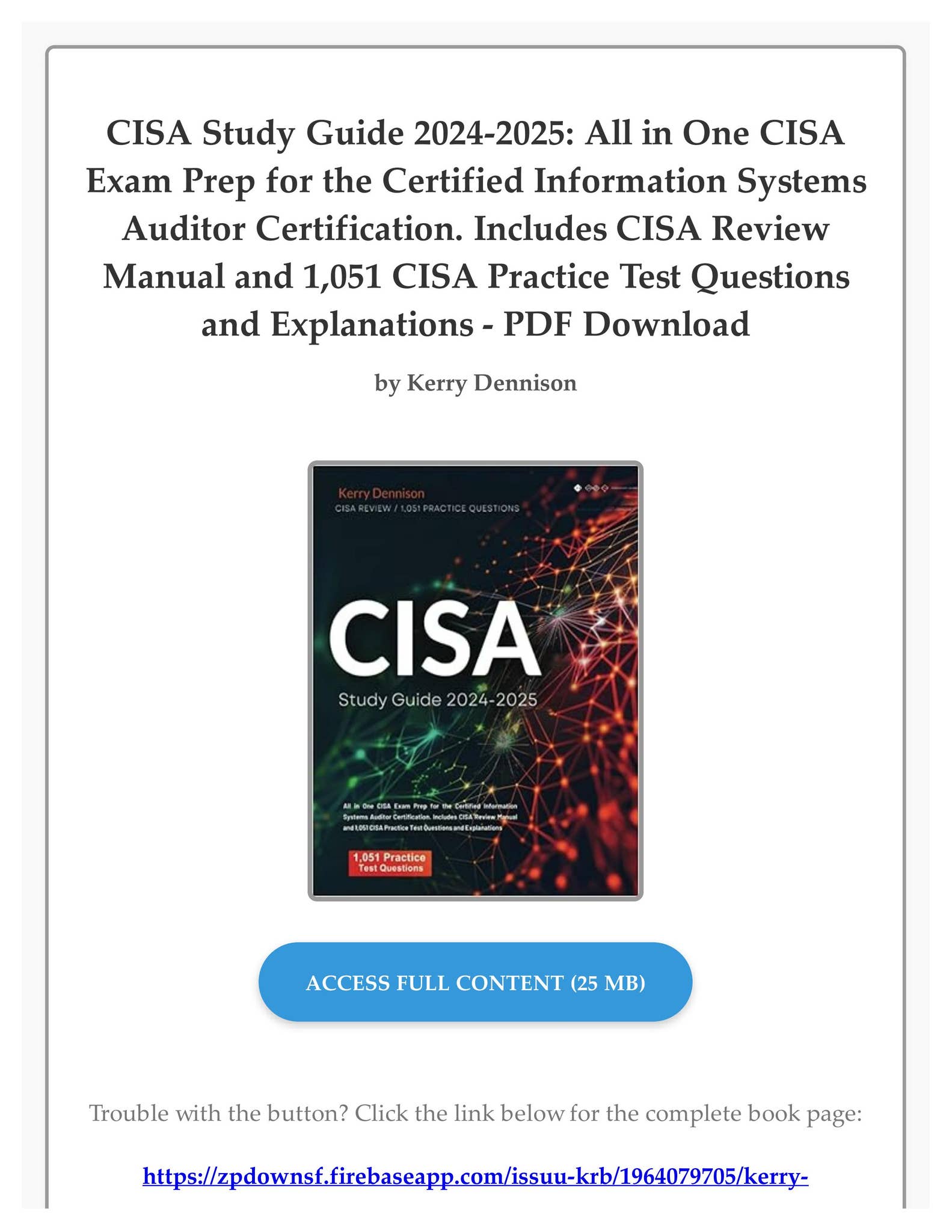 Ebook CISA Study Guide 2024-2025: All in One CISA Exam Prep