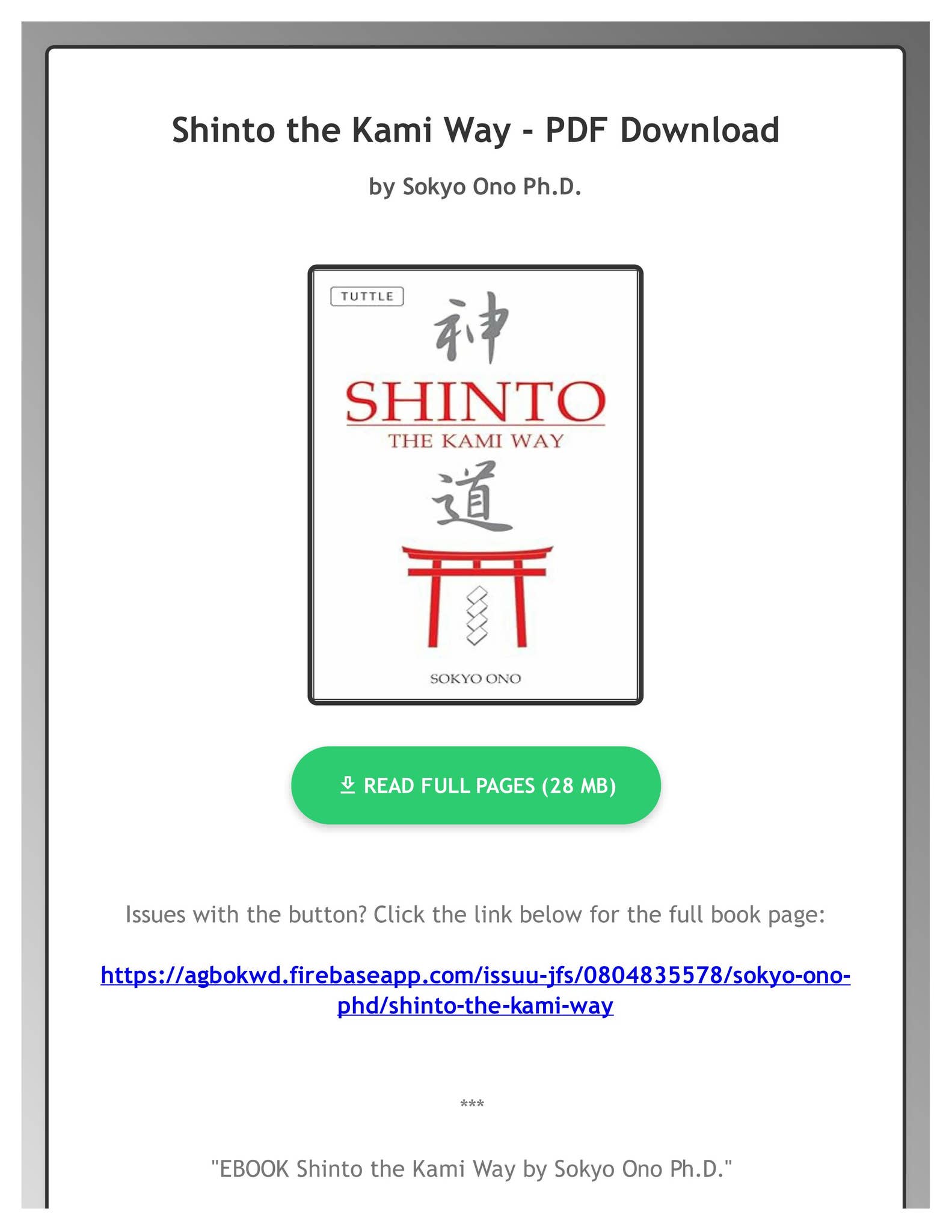 EBOOK Shinto the Kami Way by Sokyo Ono Ph.D. by VivianWizabt
