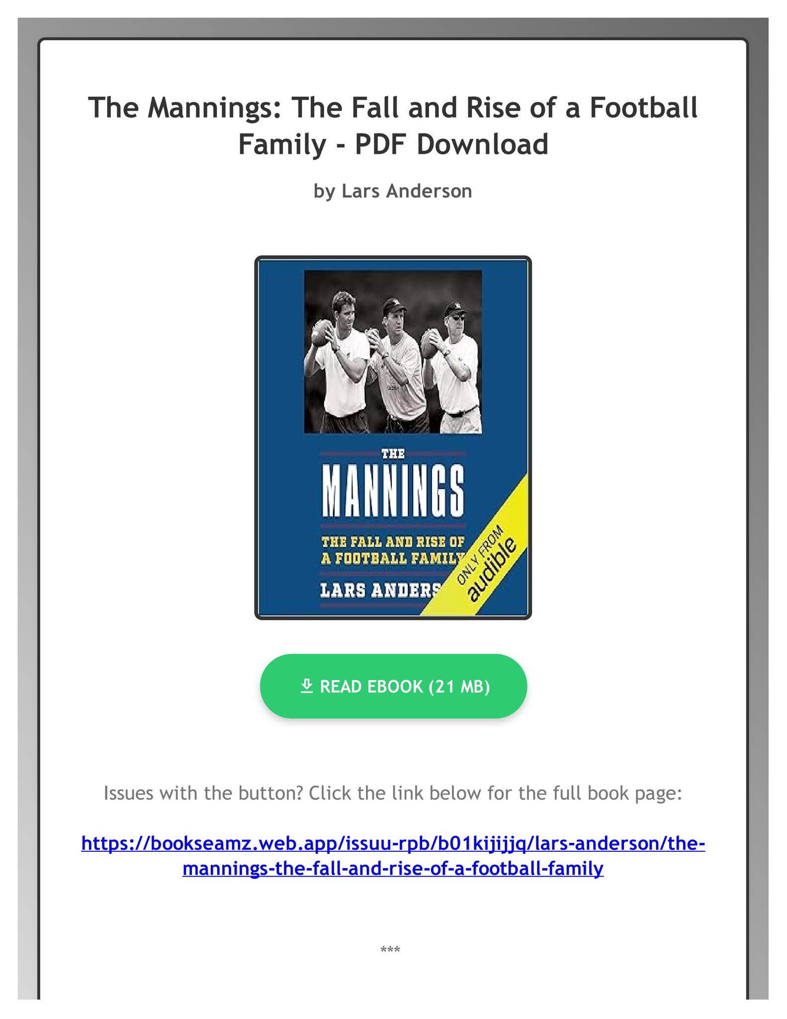 Manning Falling EBOOK The Mannings: The Fall and Rise of a Football Family by Lars ...