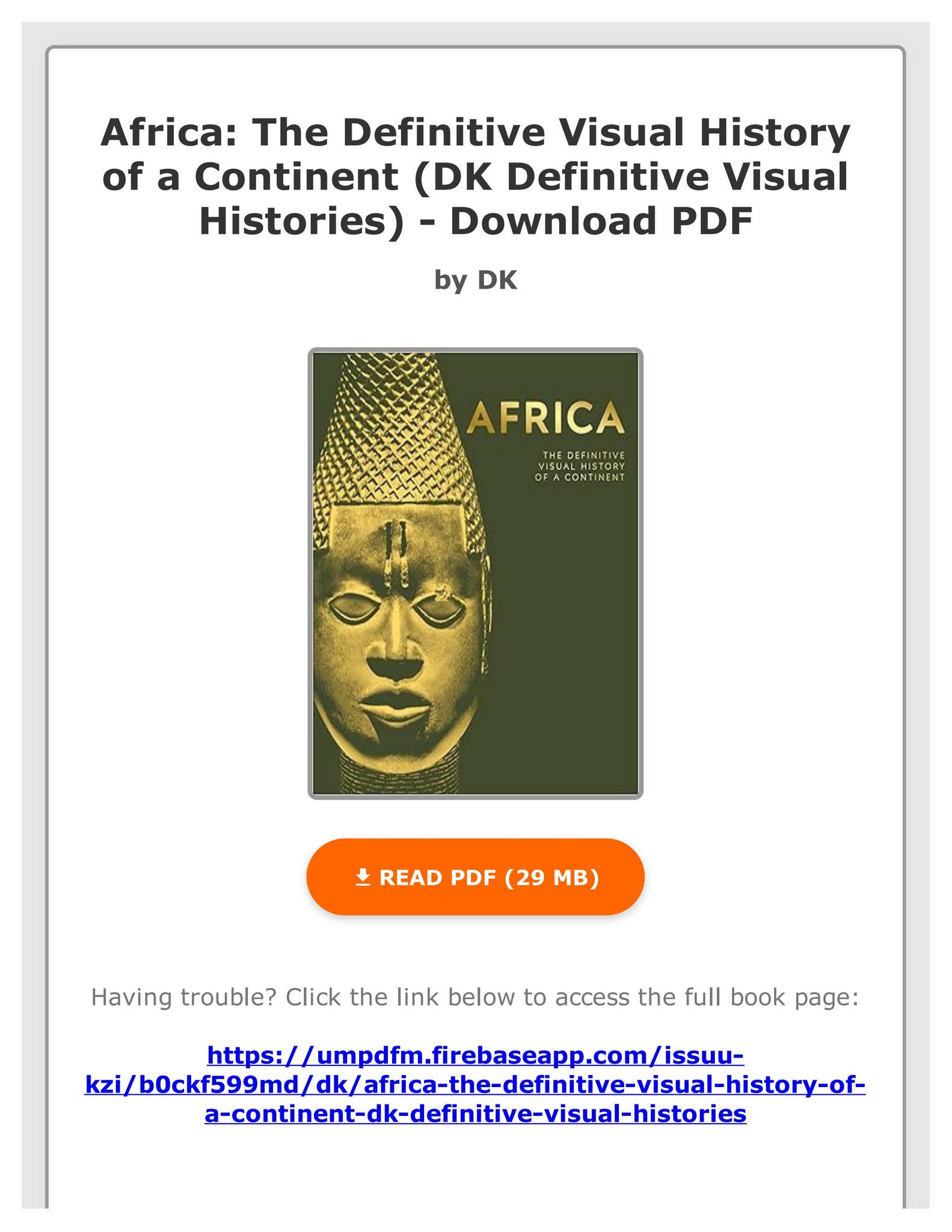 PDF Africa: The Definitive Visual History of a Continent (DK Definitive ...