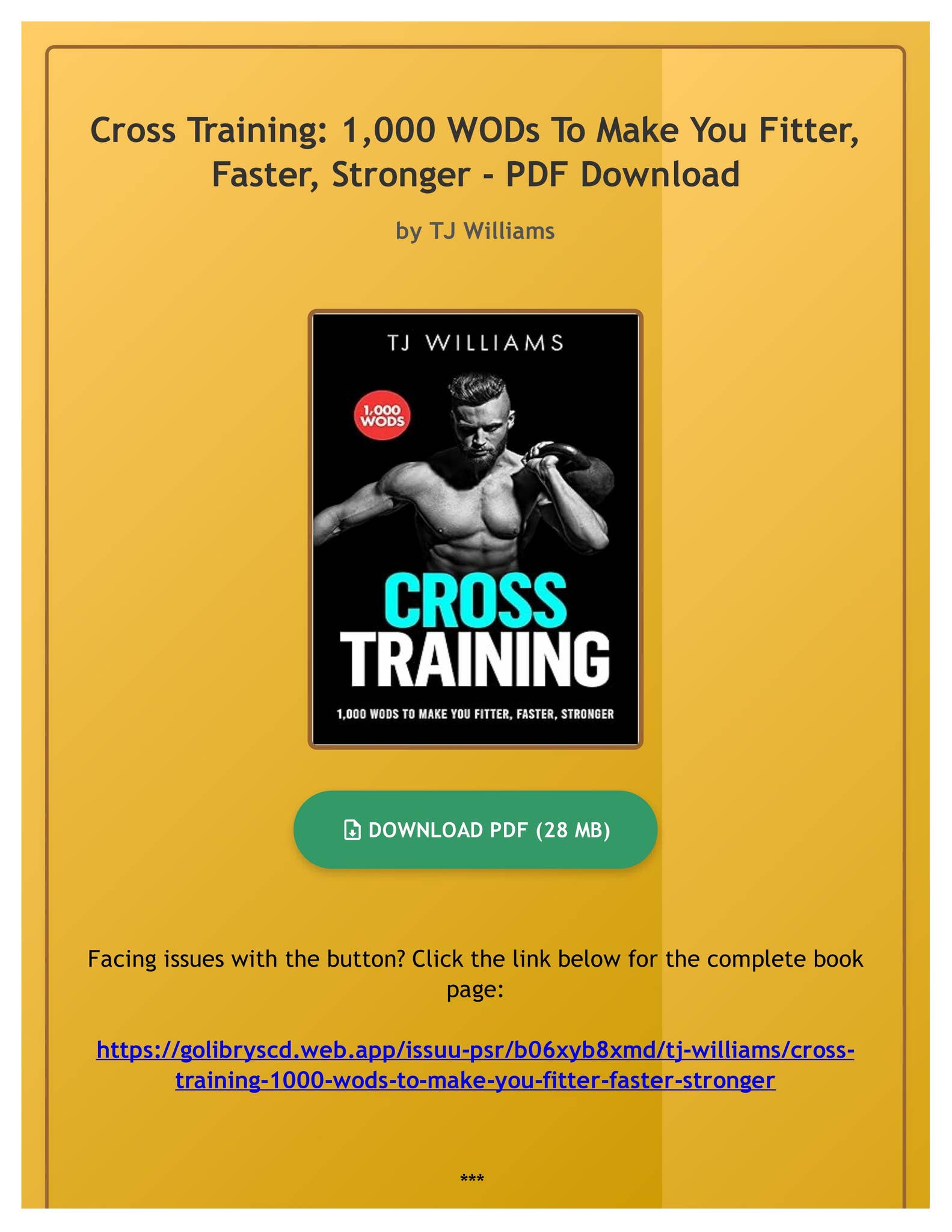PDF Cross Training: 1,000 WODs To Make You Fitter, Faster